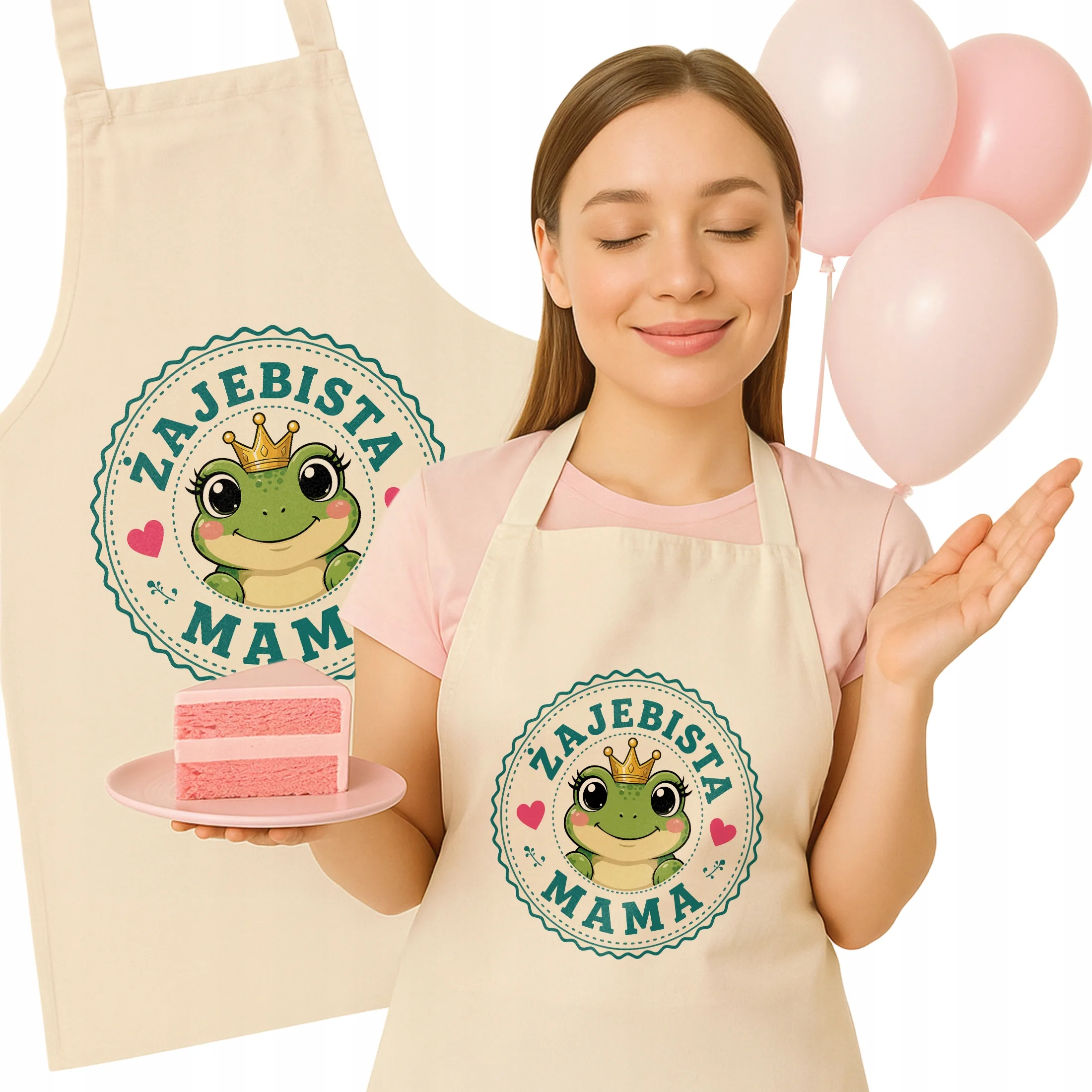 Bawełniany Fartuch Kuchenny Ecru Dzień Matki uroczy prezent dla mamy