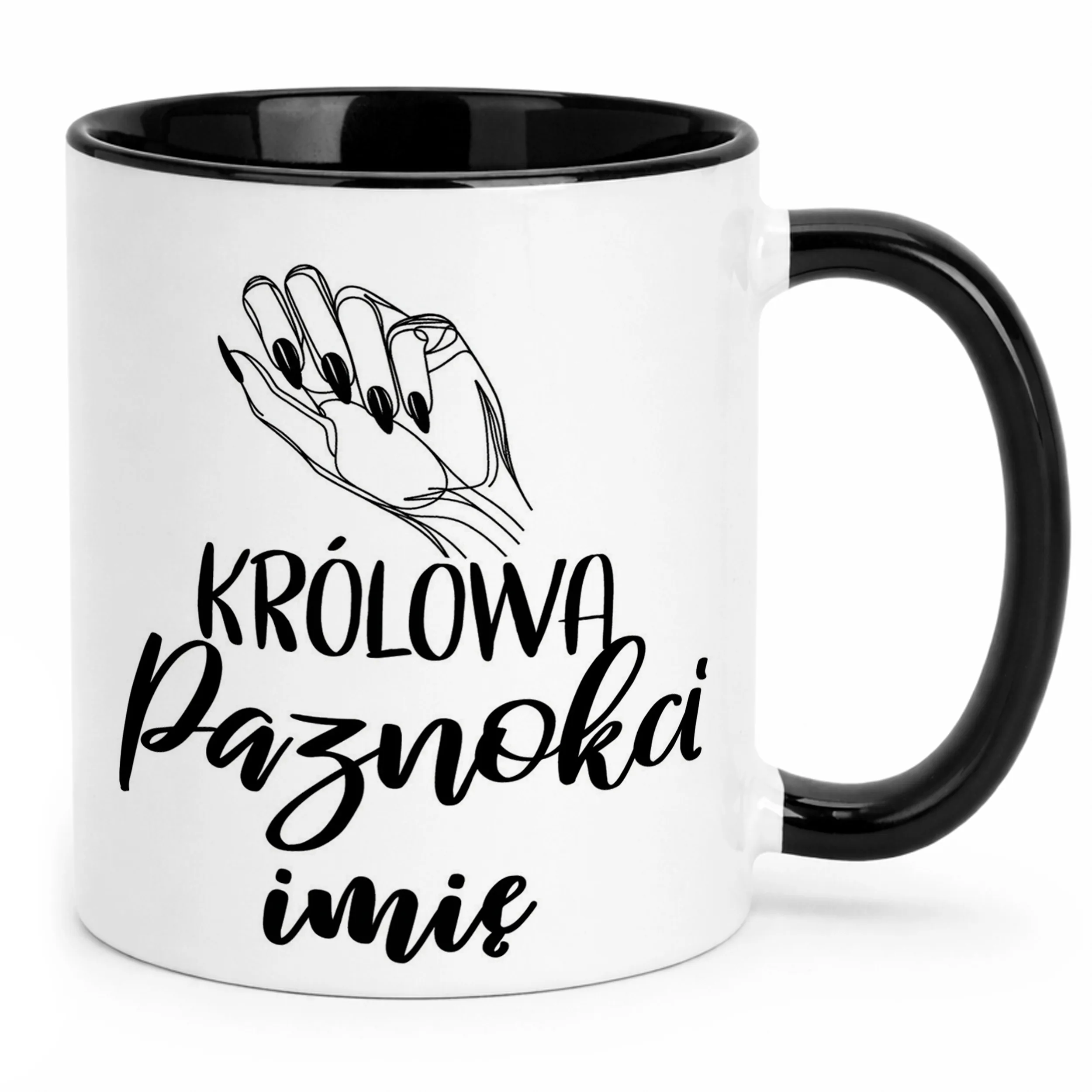 Kubek Czarny Personalizowany Królowa Paznokci Dla Stylistki Prezent