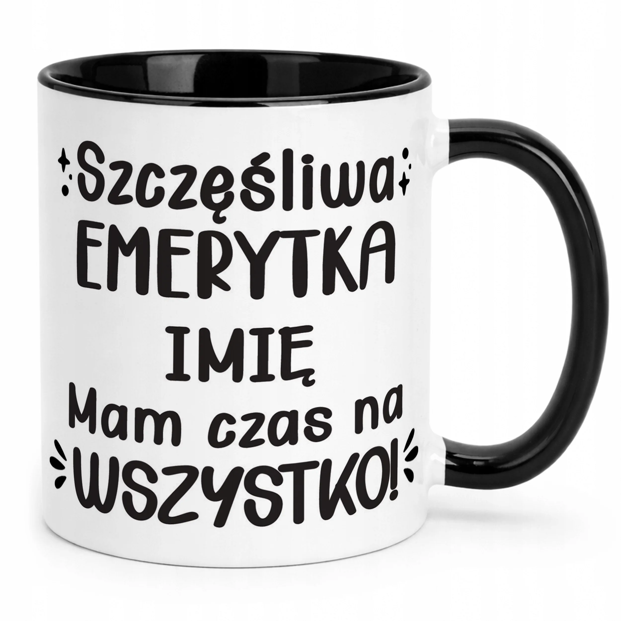 Kubek Czarny Personalizowany z okazji Emerytury Dla Emerytki Prezent