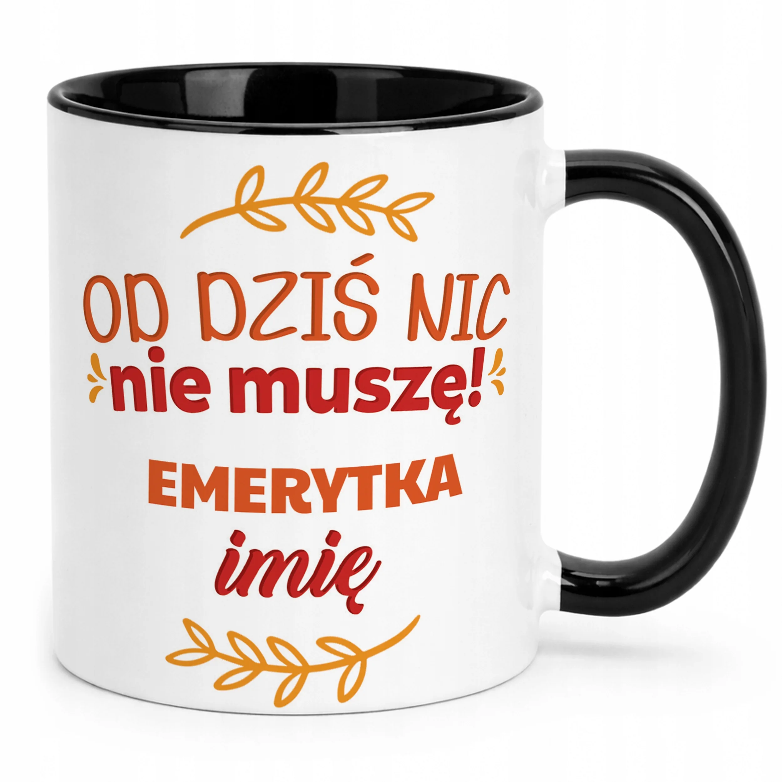 Kubek Czarny Personalizowany z okazji Emerytury Dla Emerytki Prezent
