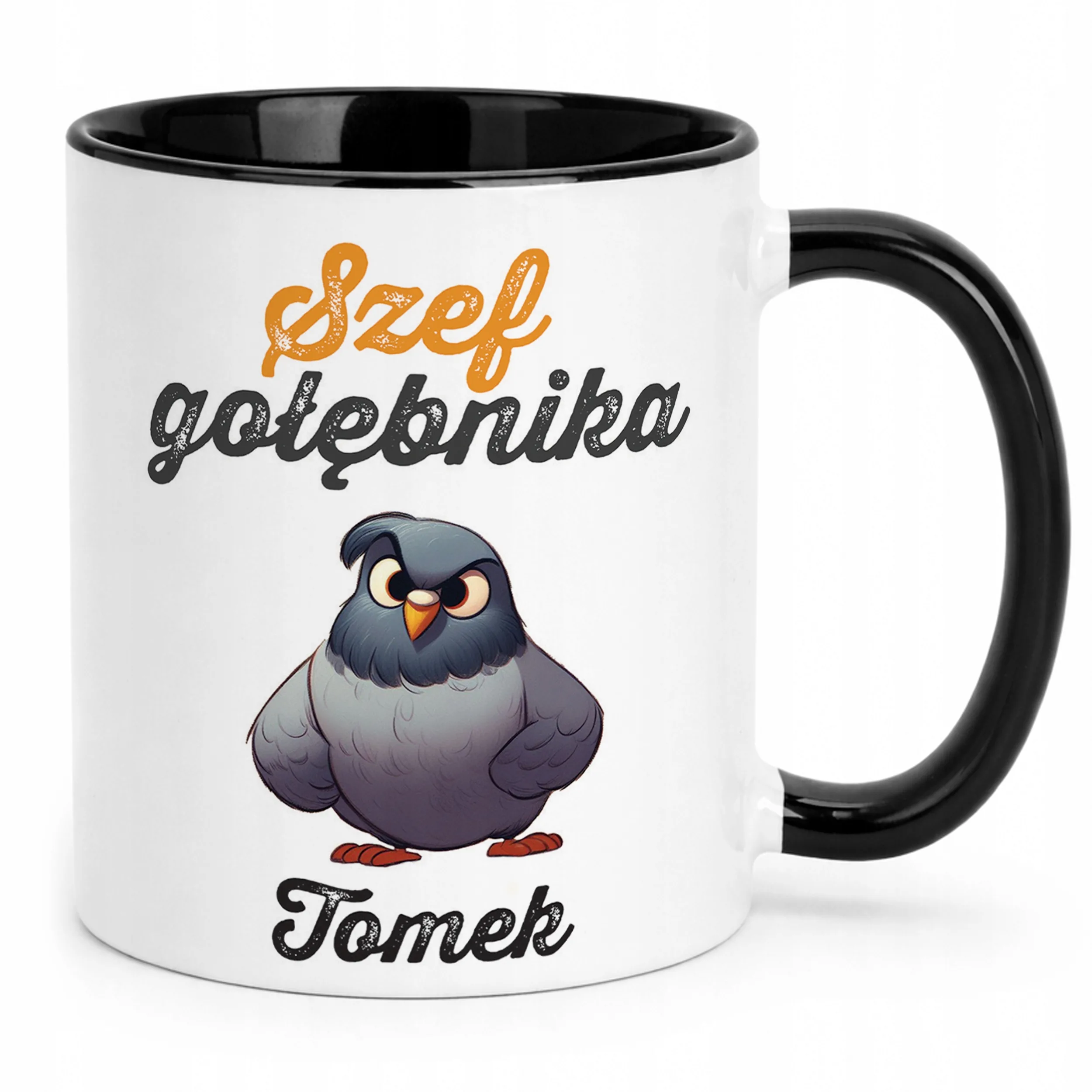 Kubek Czarny Personalizowany Dla Gołębiarza Prezent Dla Hodowcy Gołębi