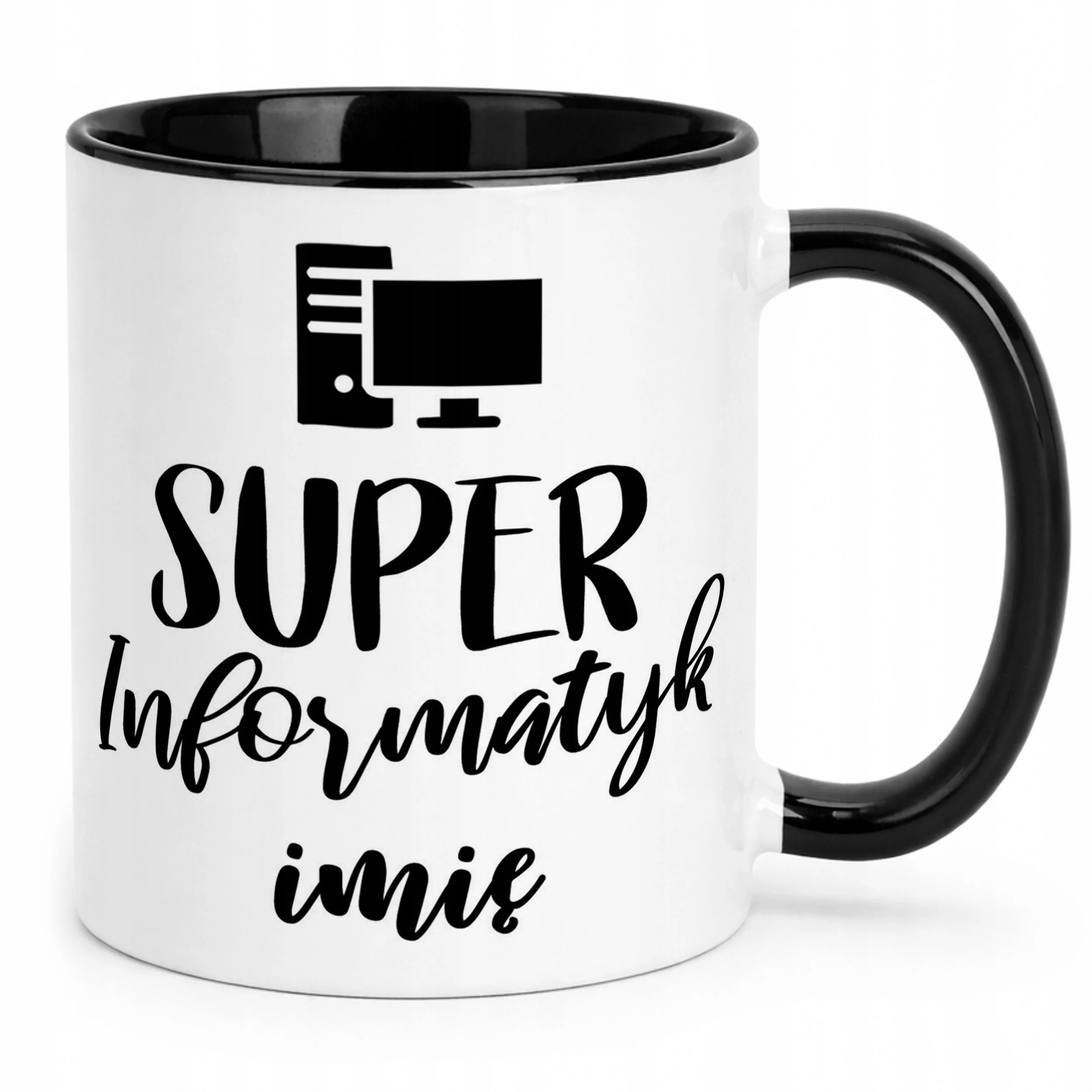 Kubek Czarny Personalizowany Super Informatyk Prezent Upominek