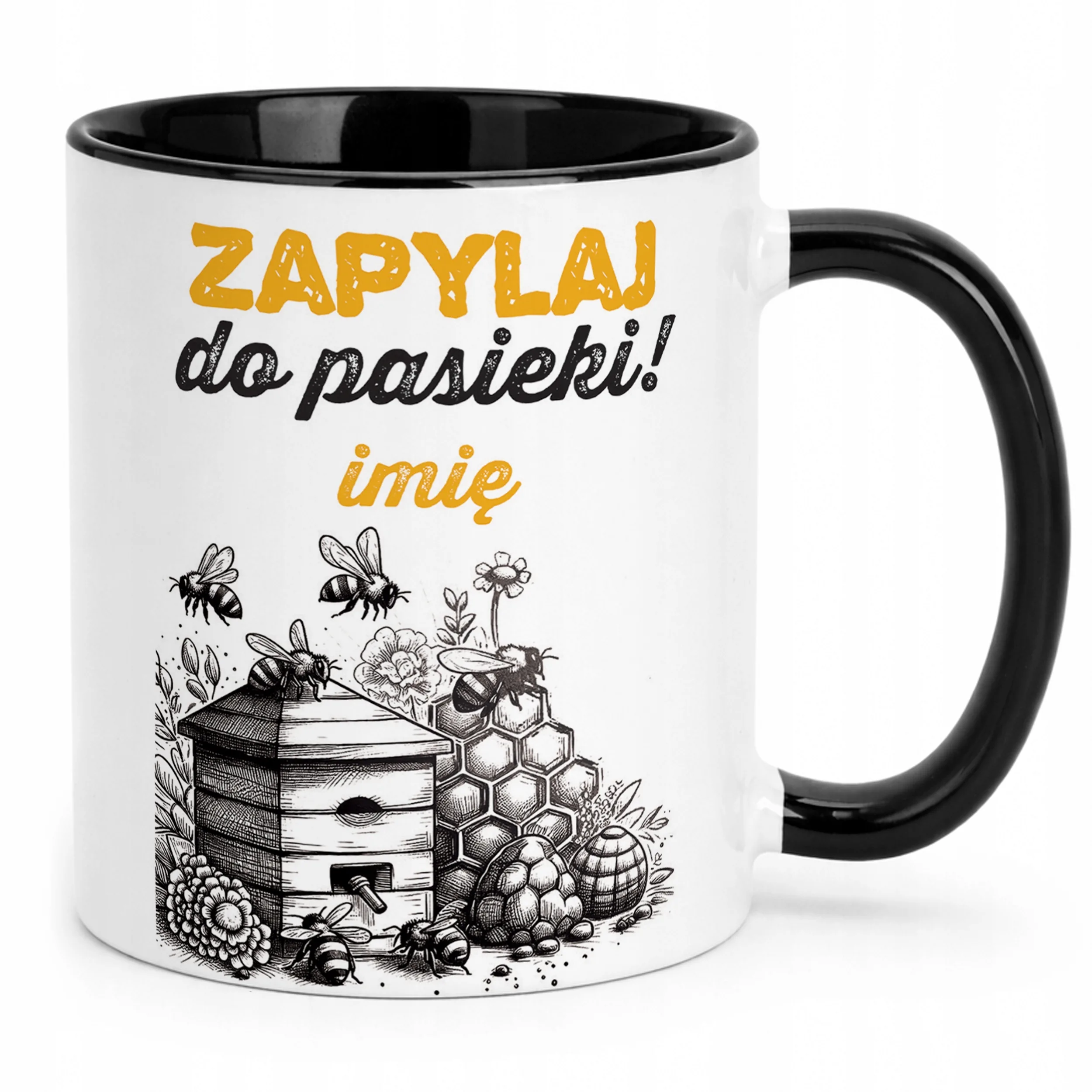 Kubek Czarny Personalizowany Dla Pszczelarza Pszczoły Pasieka Prezent