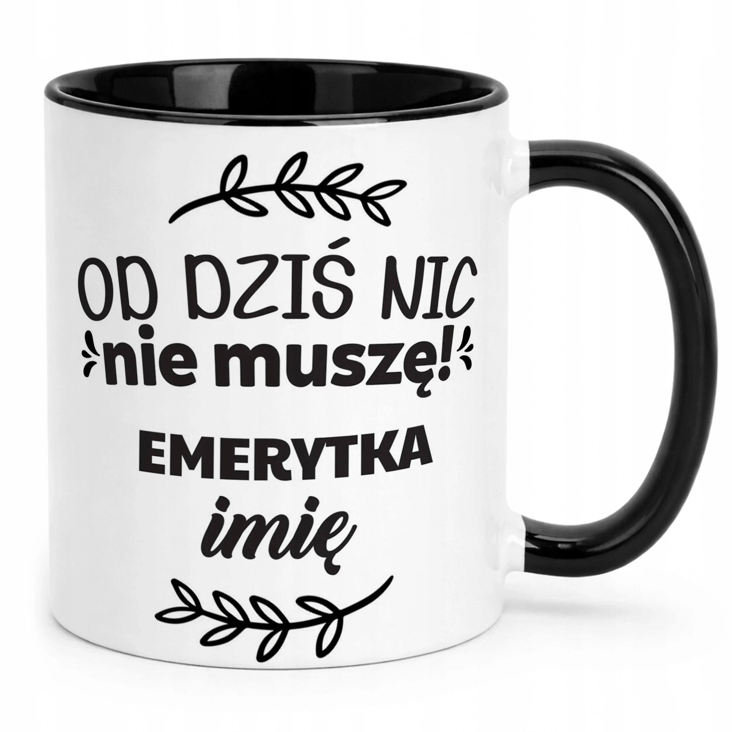 Kubek Czarny Personalizowany z okazji Emerytury Dla Emerytki Prezent