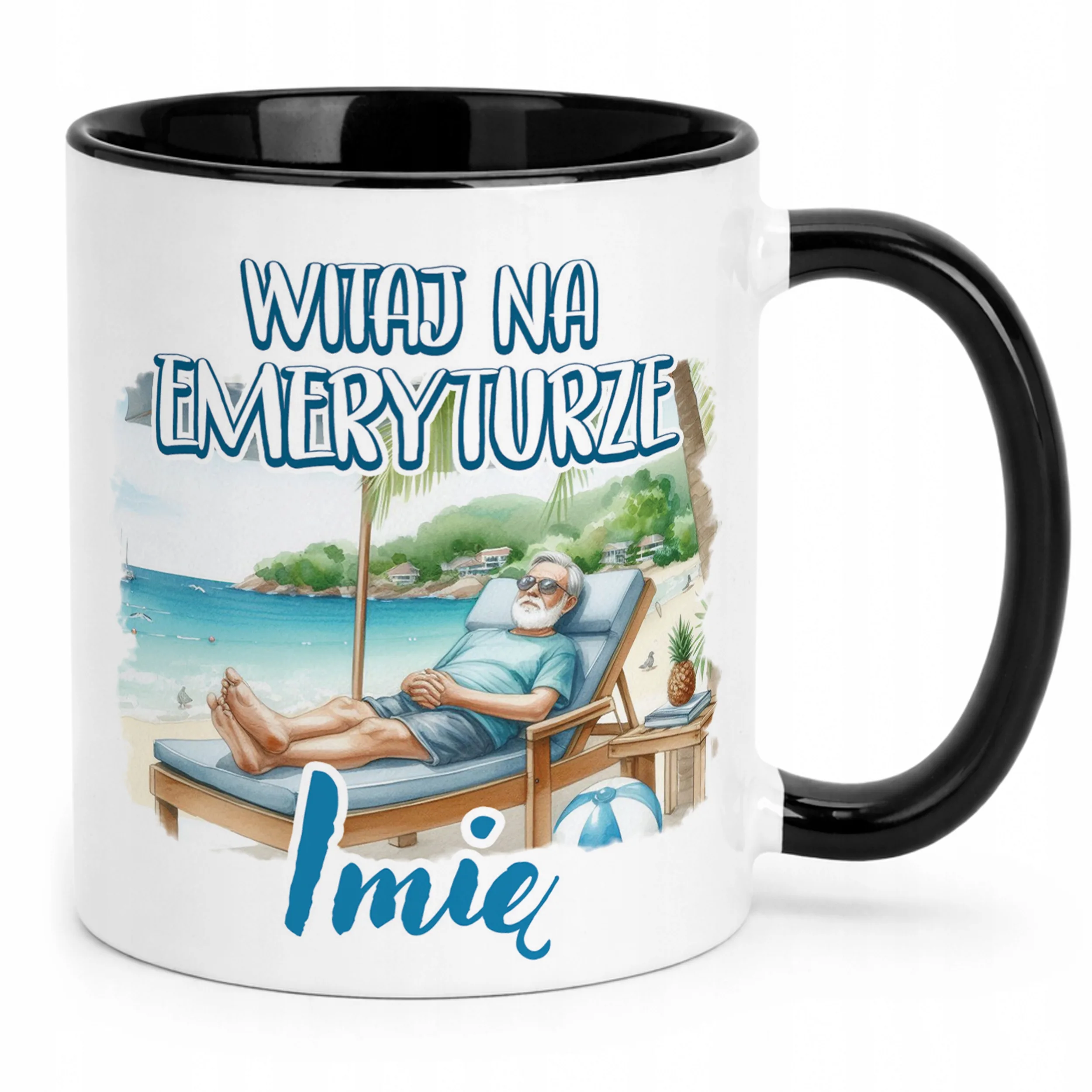 Kubek Czarny Personalizowany Z okazji Emerytury Dla Emeryta Prezent