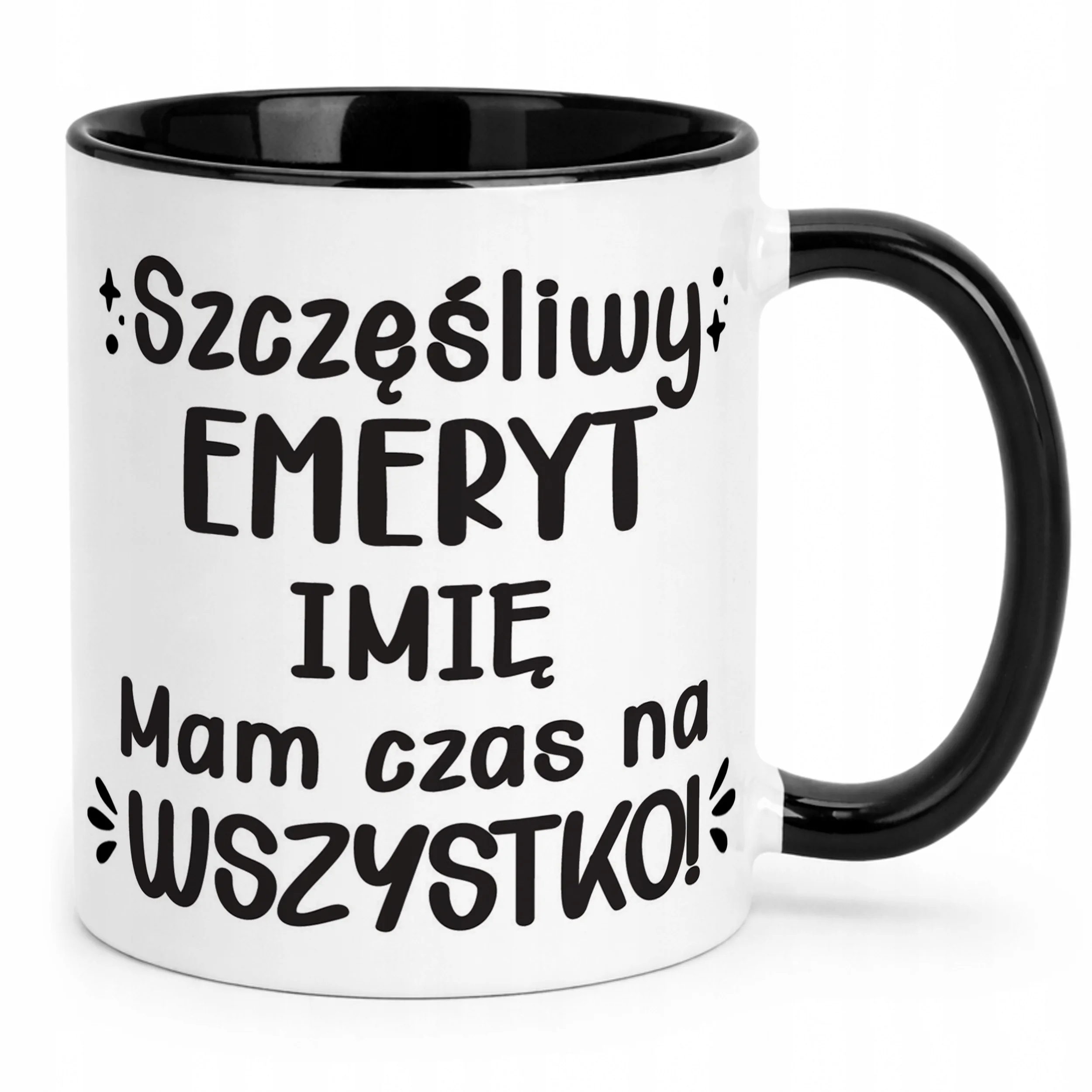 Kubek Czarny Personalizowany z okazji Emerytury Dla Emeryta Prezent