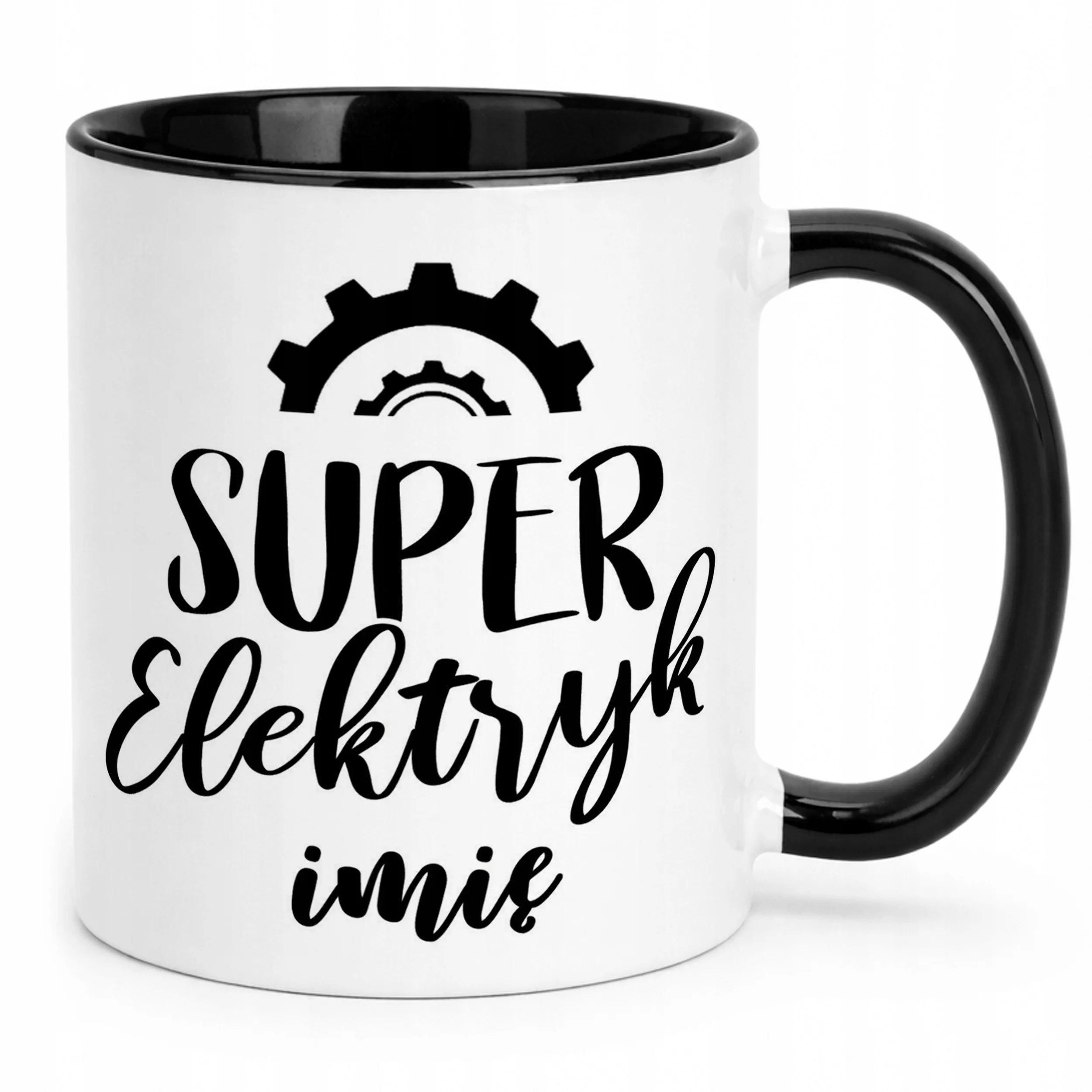 Kubek Czarny Personalizowany Super Elektryk Prezent Upominek