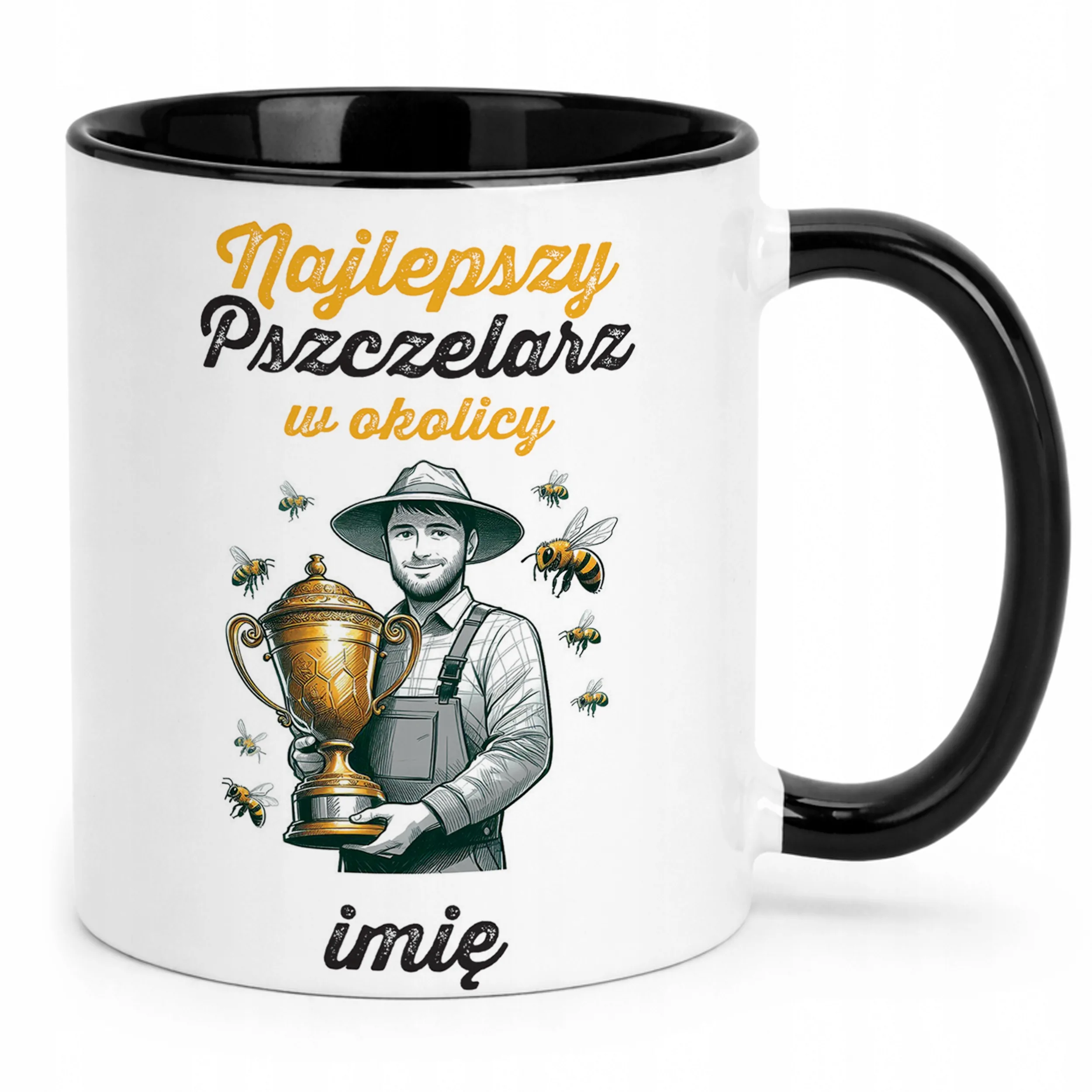 Kubek Czarny Personalizowany Dla Pszczelarza Pszczoły Pasieka Prezent