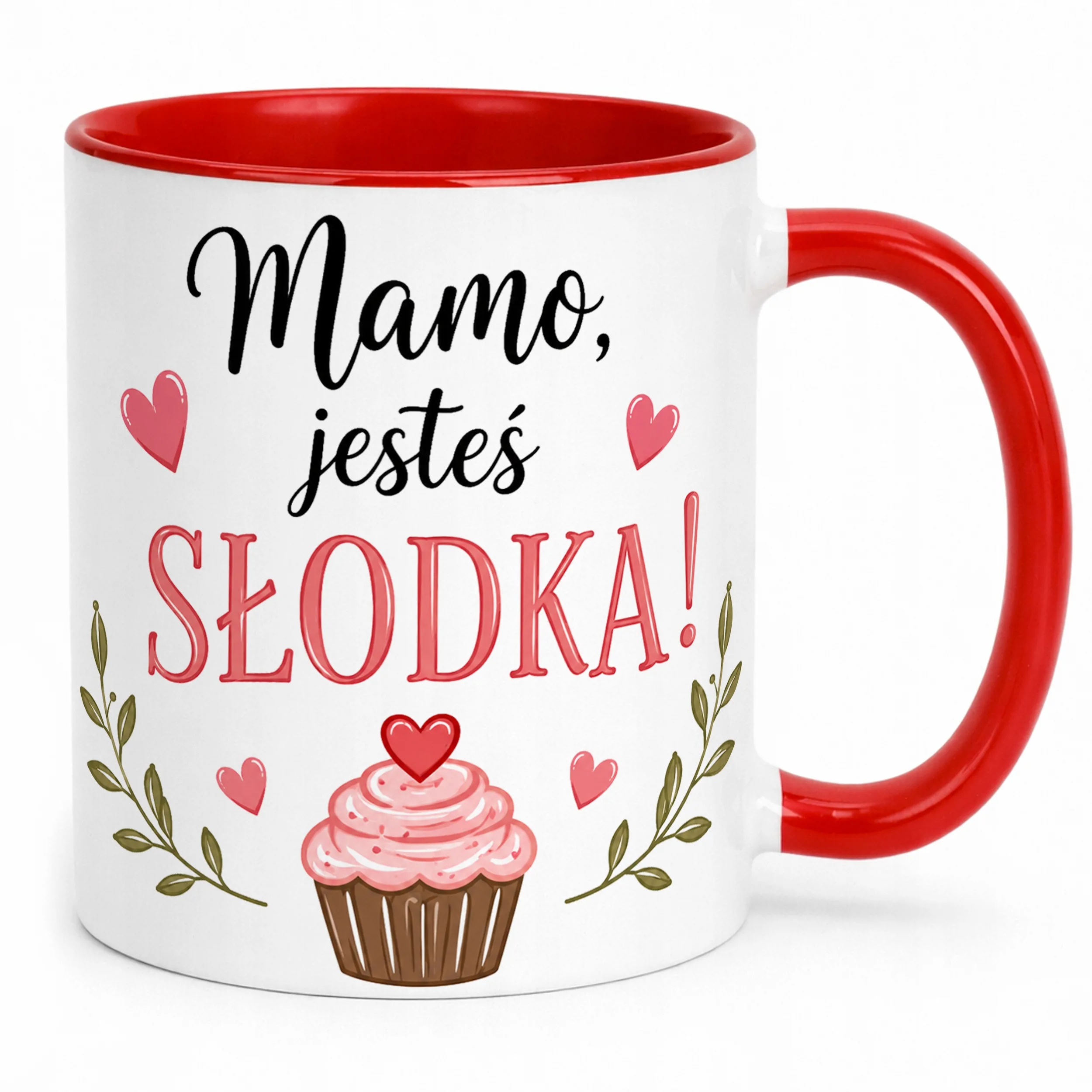 Kubek dla mamy czerwony prezent na Dzień Matki wyjątkowy upominek mamy
