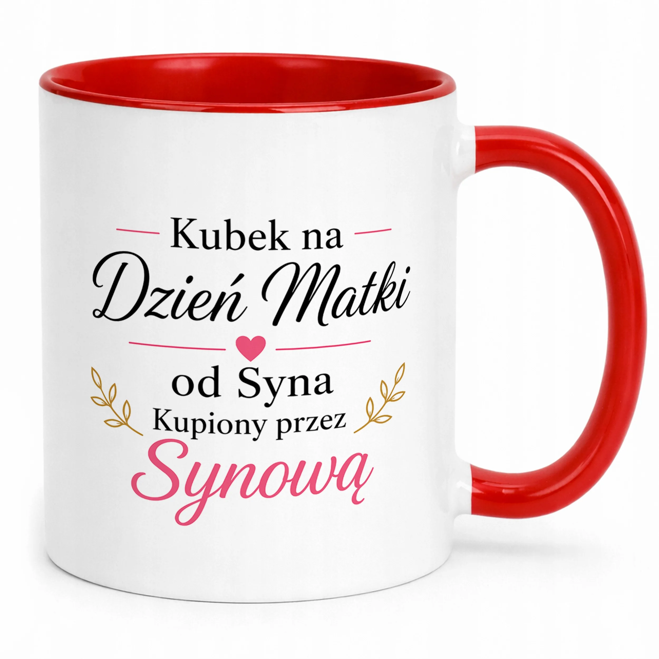 Kubek dla mamy czerwony prezent na Dzień Matki piękny upominek dla mamy