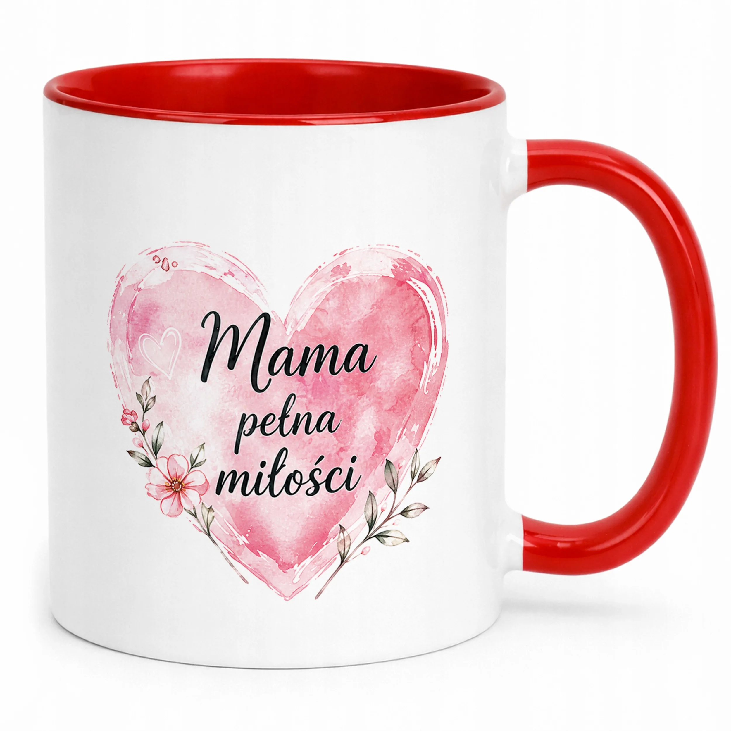 Kubek czerwony prezent dla mamy na Dzień Matki miły upominek dla mamy