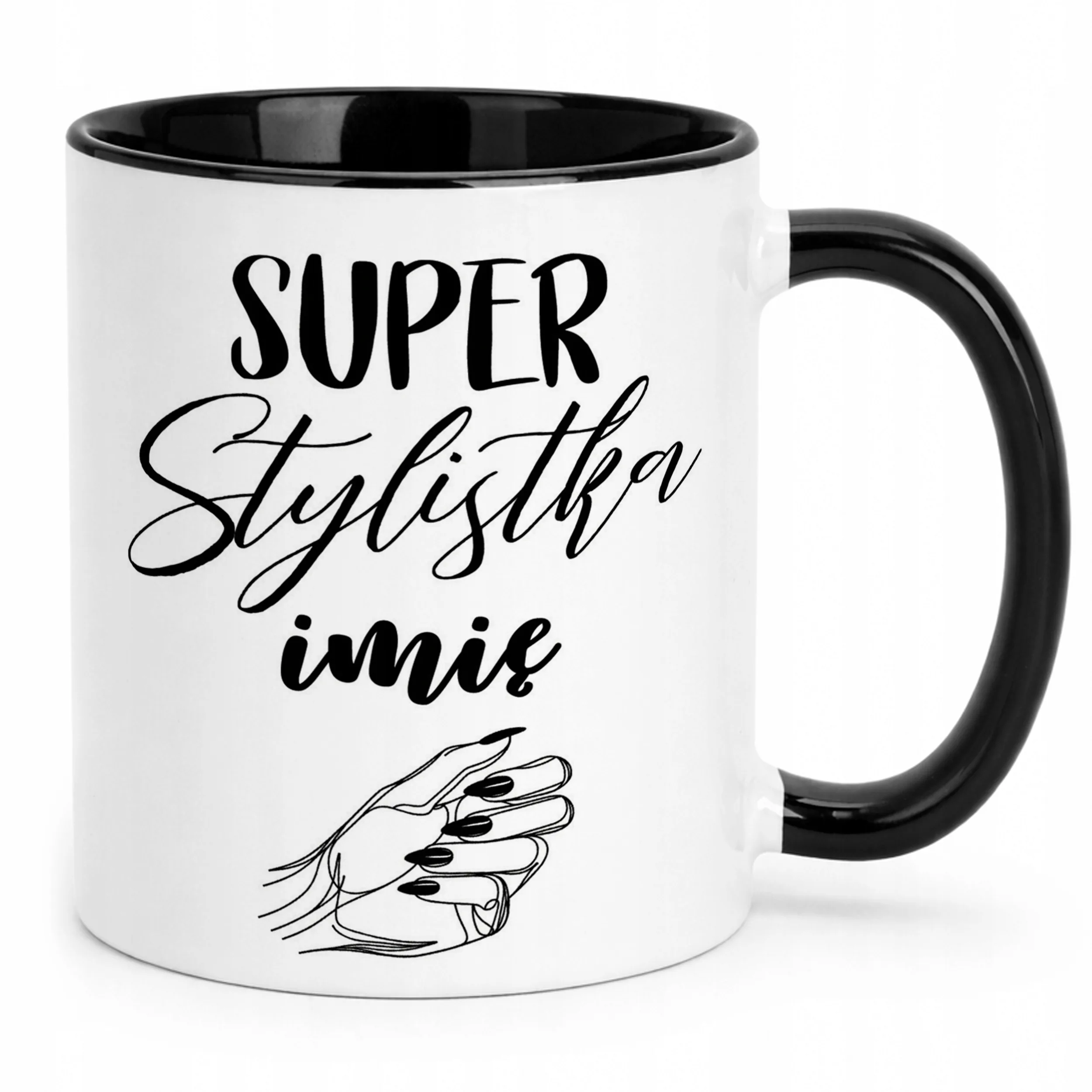 Kubek Czarny Personalizowany Super Stylistka Paznokci Prezent