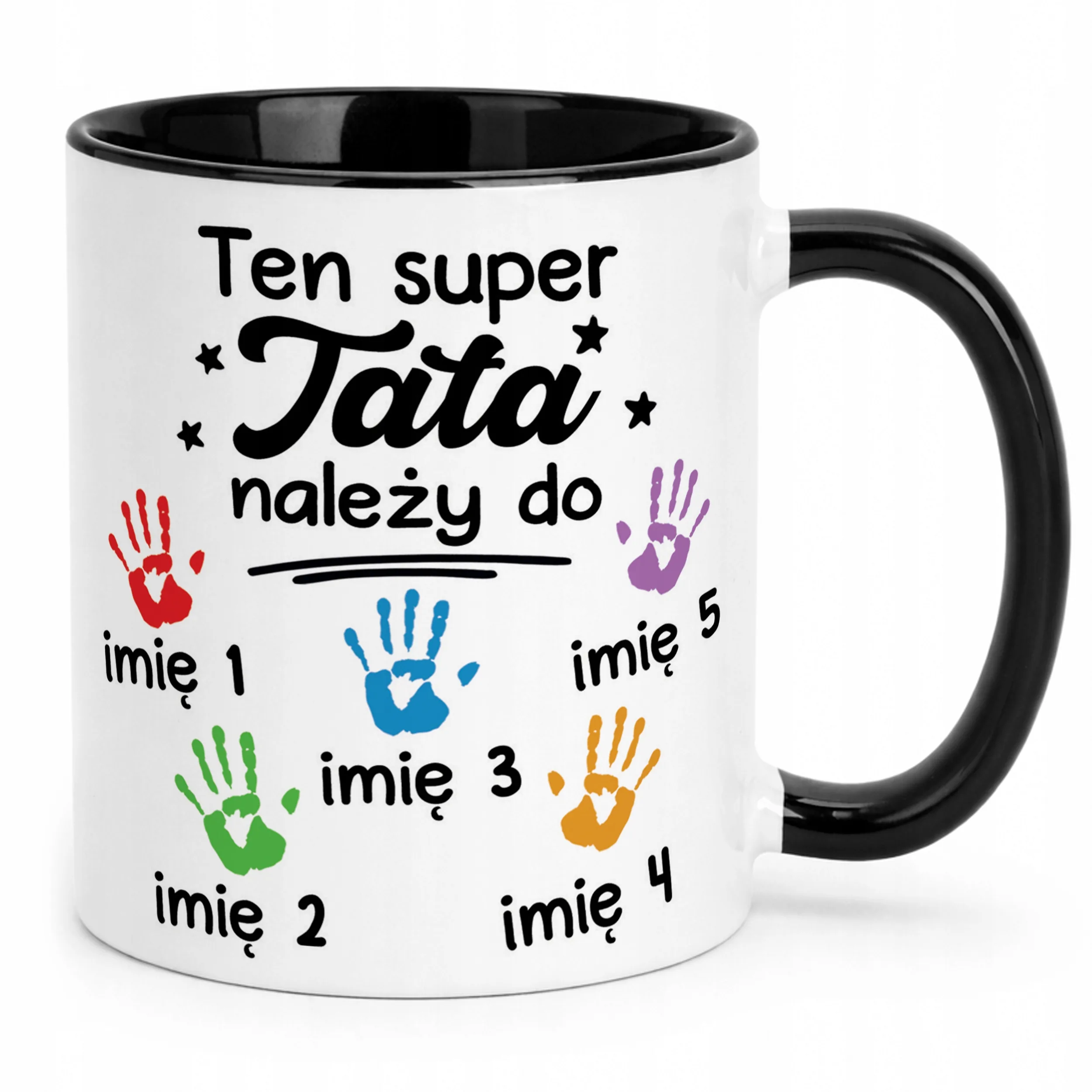 Kubek Czarny Personalizowany Dzień Ojca Tata Należy Do 5 Dzieci