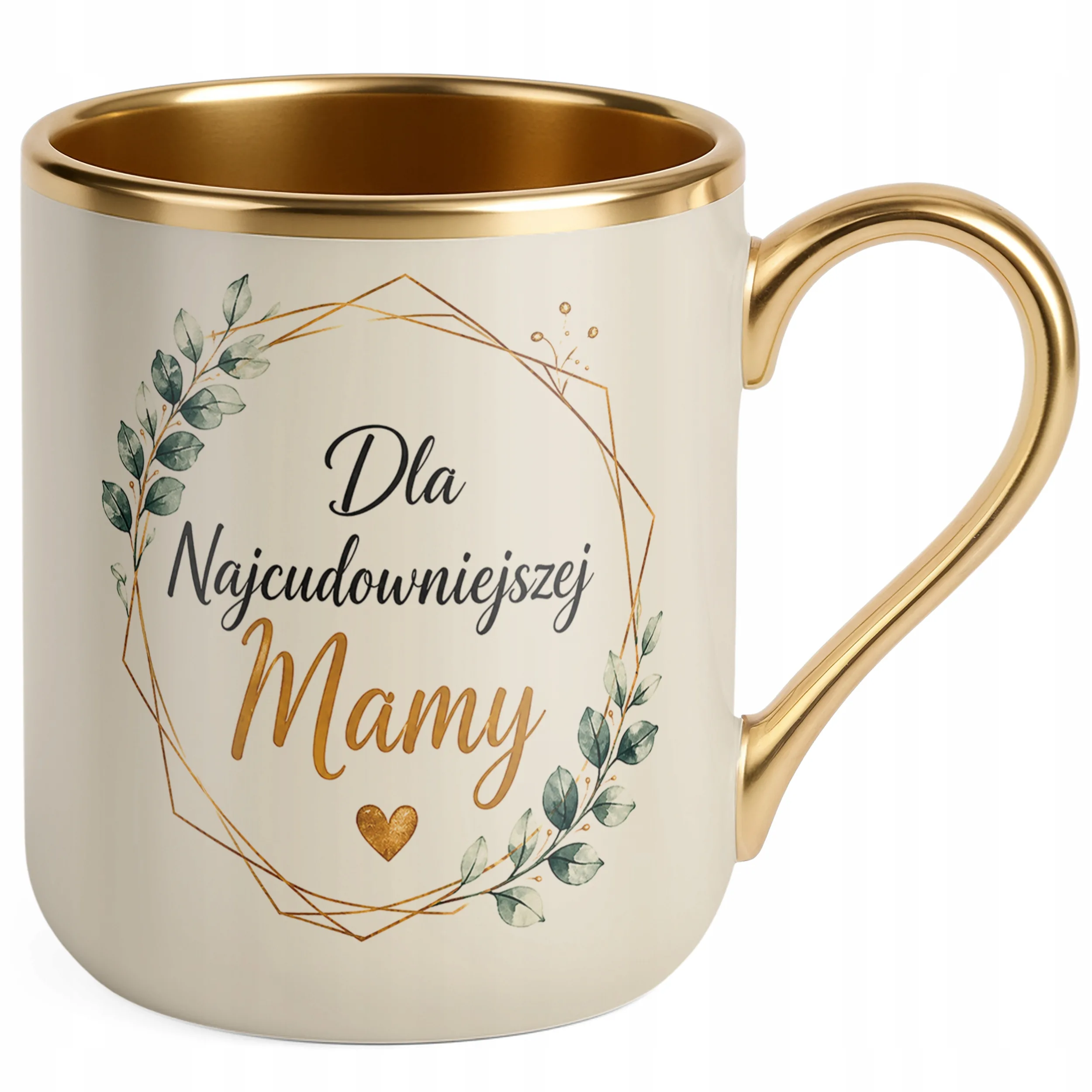 Kubek premium złoty ecru dla mamy prezent na Dzień Matki miły upominek