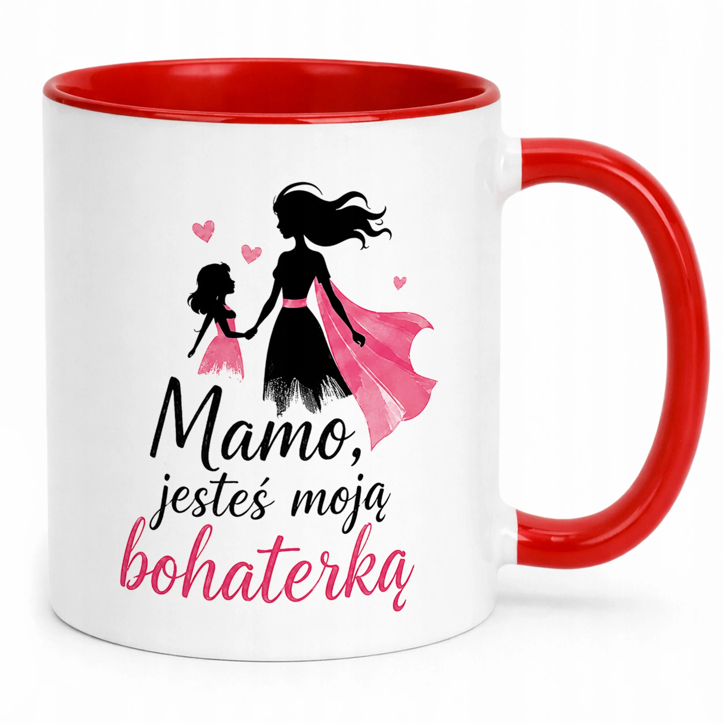Prezent na Dzień Matki kubek czerwony dla mamy uroczy upominek dla mamy