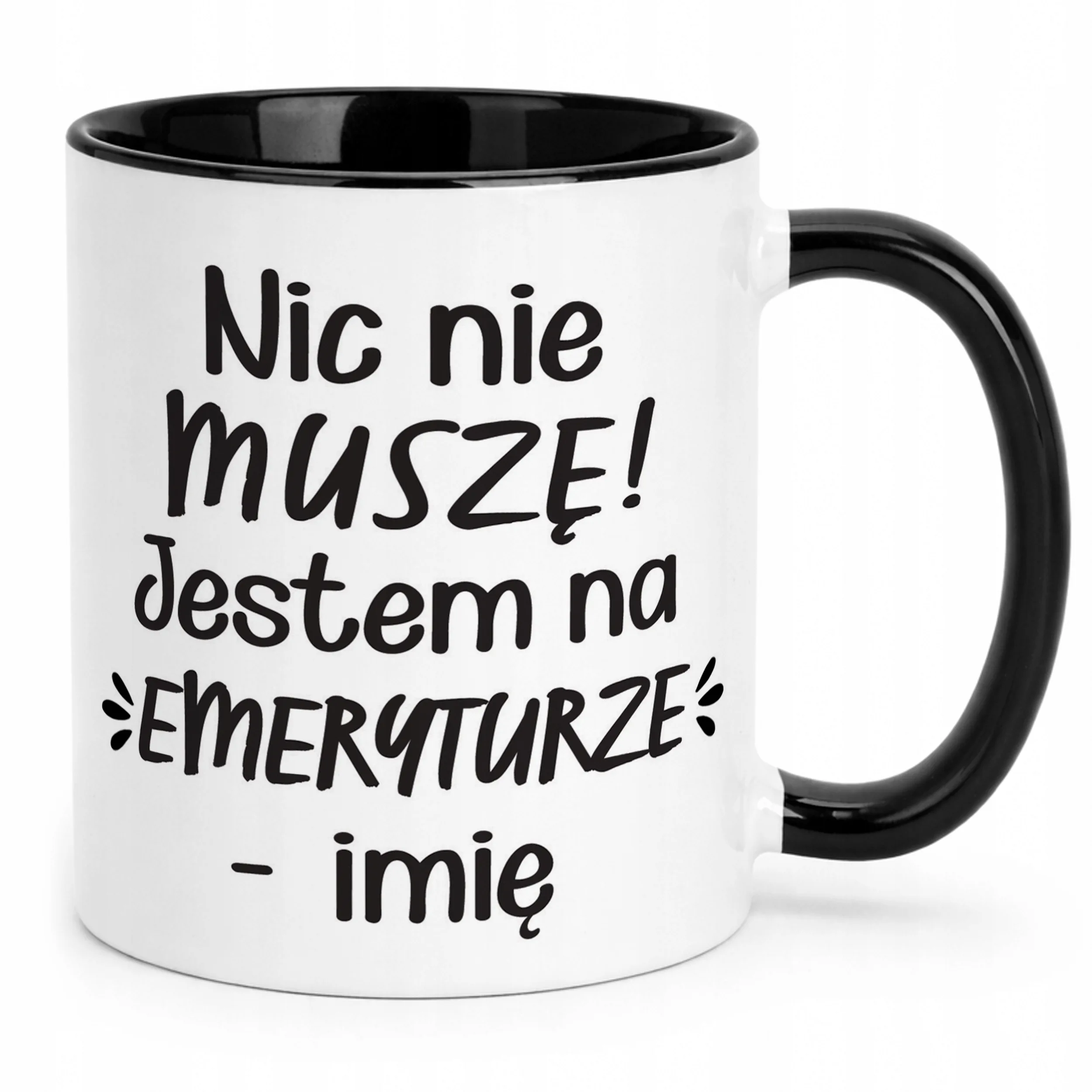 Kubek Czarny Personalizowany z okazji Emerytury Dla Emeryta Emerytki