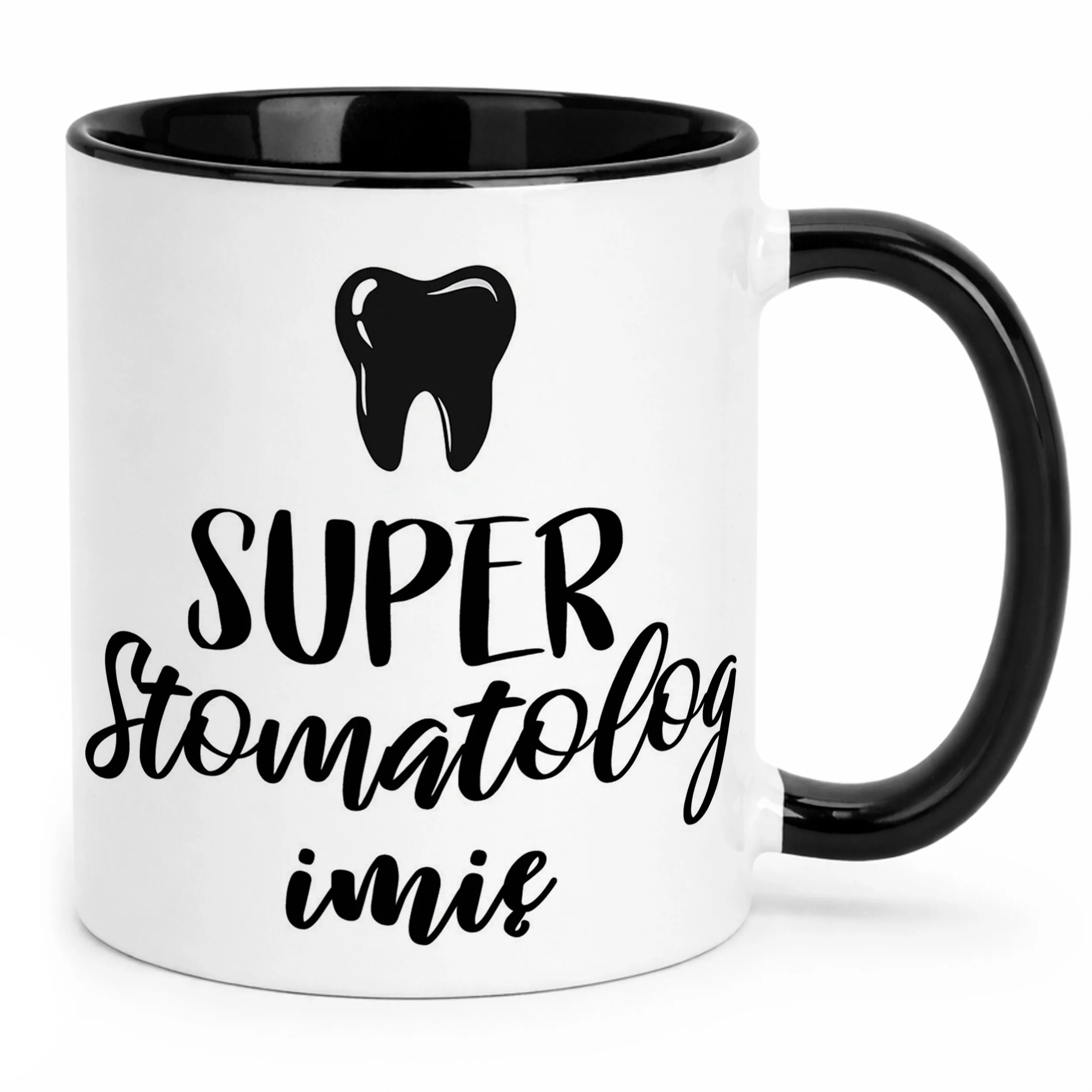 Kubek Czarny Personalizowany Super Stomatolog Prezent Upominek