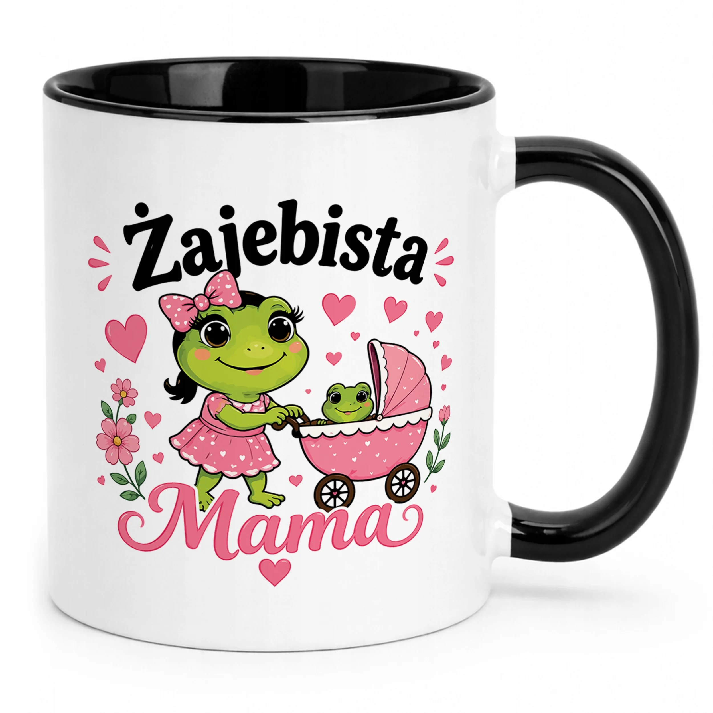 Kubek dla mamy czarny prezent na Dzień Matki uroczy upominek dla mamy