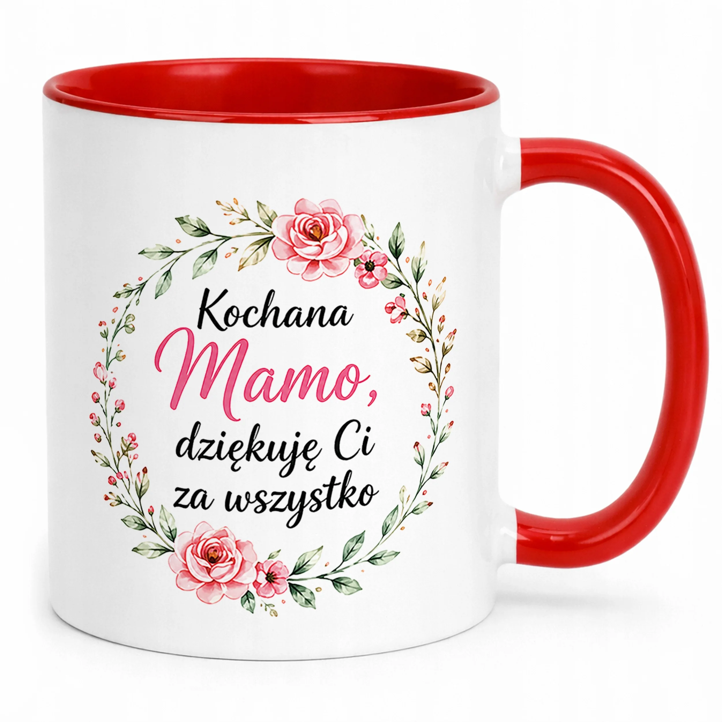 Kubek czerwony prezent dla mamy na Dzień Matki pomysł na prezent dla mamy