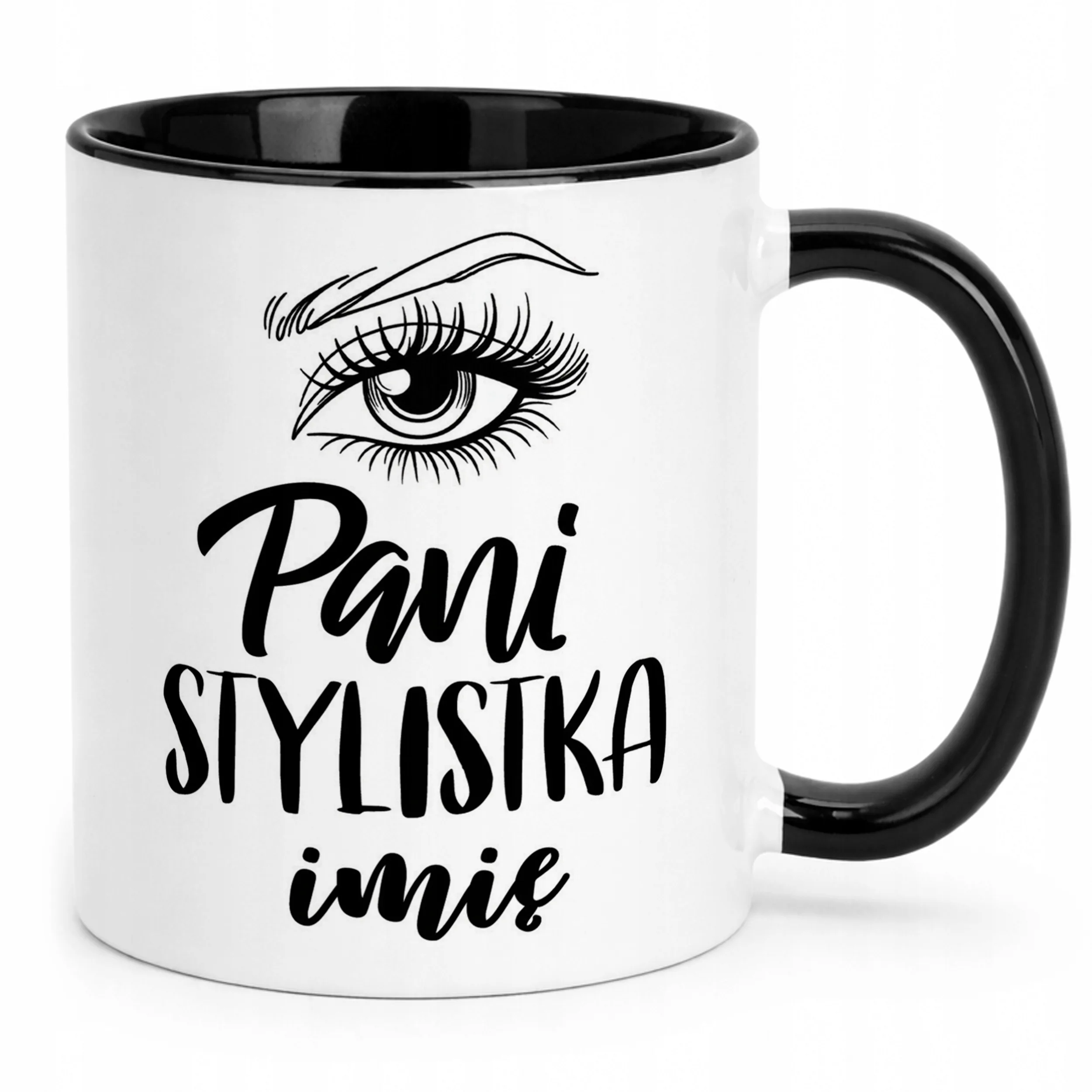 Kubek Czarny Personalizowany Pani Stylistka Rzęs Brwi Prezent