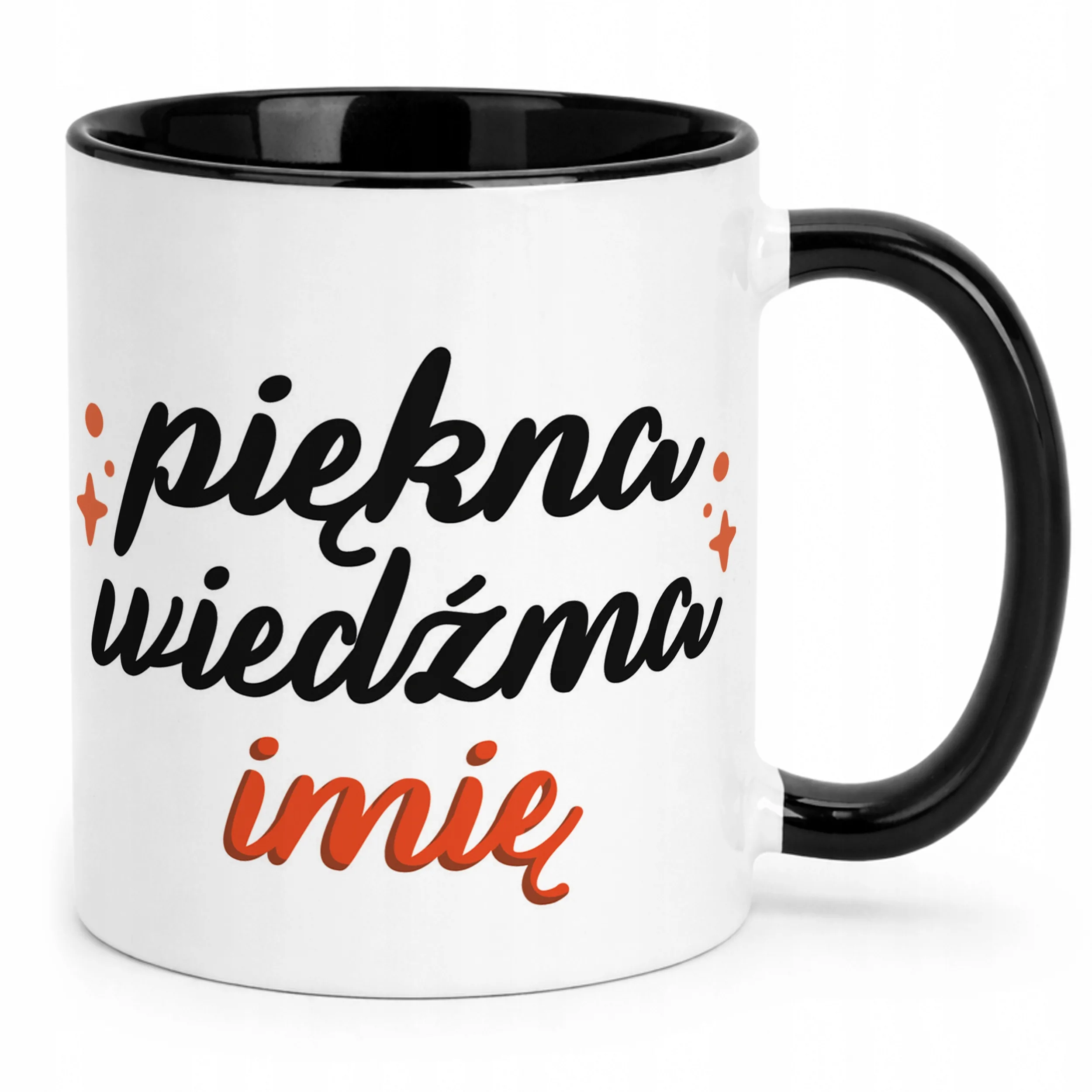 Kubek Czarny Personalizowany Jesienny Piękna Wiedźma Prezent Upominek