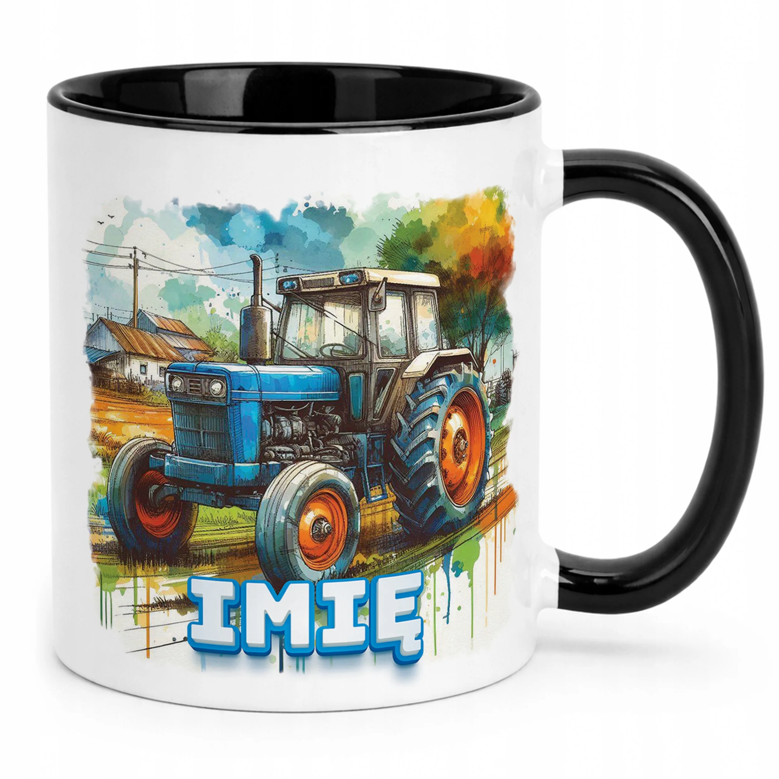 Kubek Czarny Personalizowany Dla Fanów Traktorów Traktor Prezent