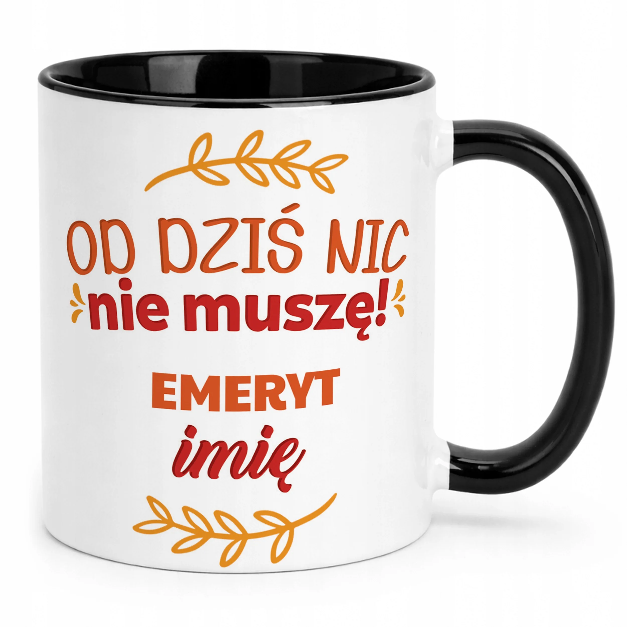 Kubek Czarny Personalizowany z okazji Emerytury Dla Emeryta Prezent