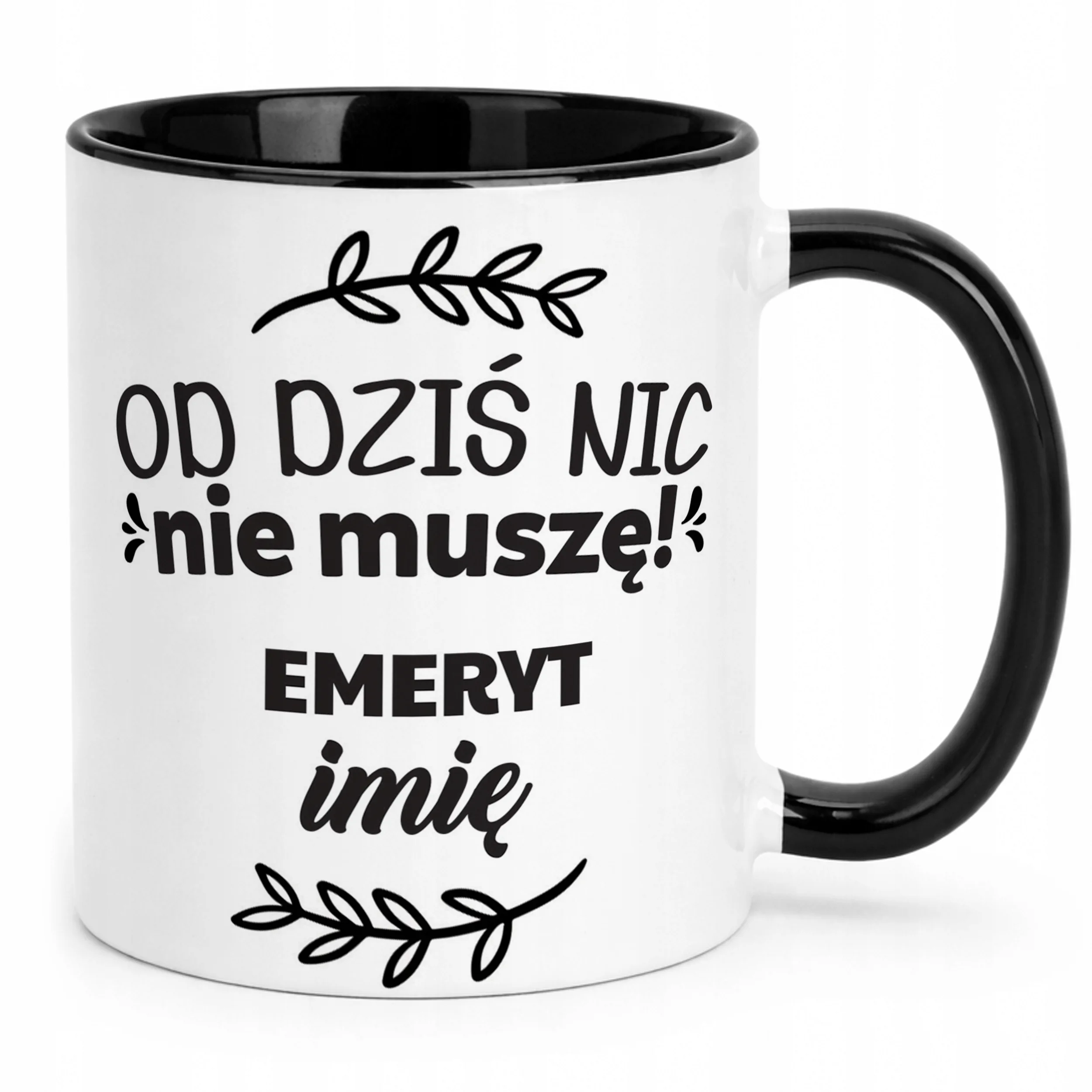 Kubek Czarny Personalizowany z okazji Emerytury Dla Emeryta Prezent