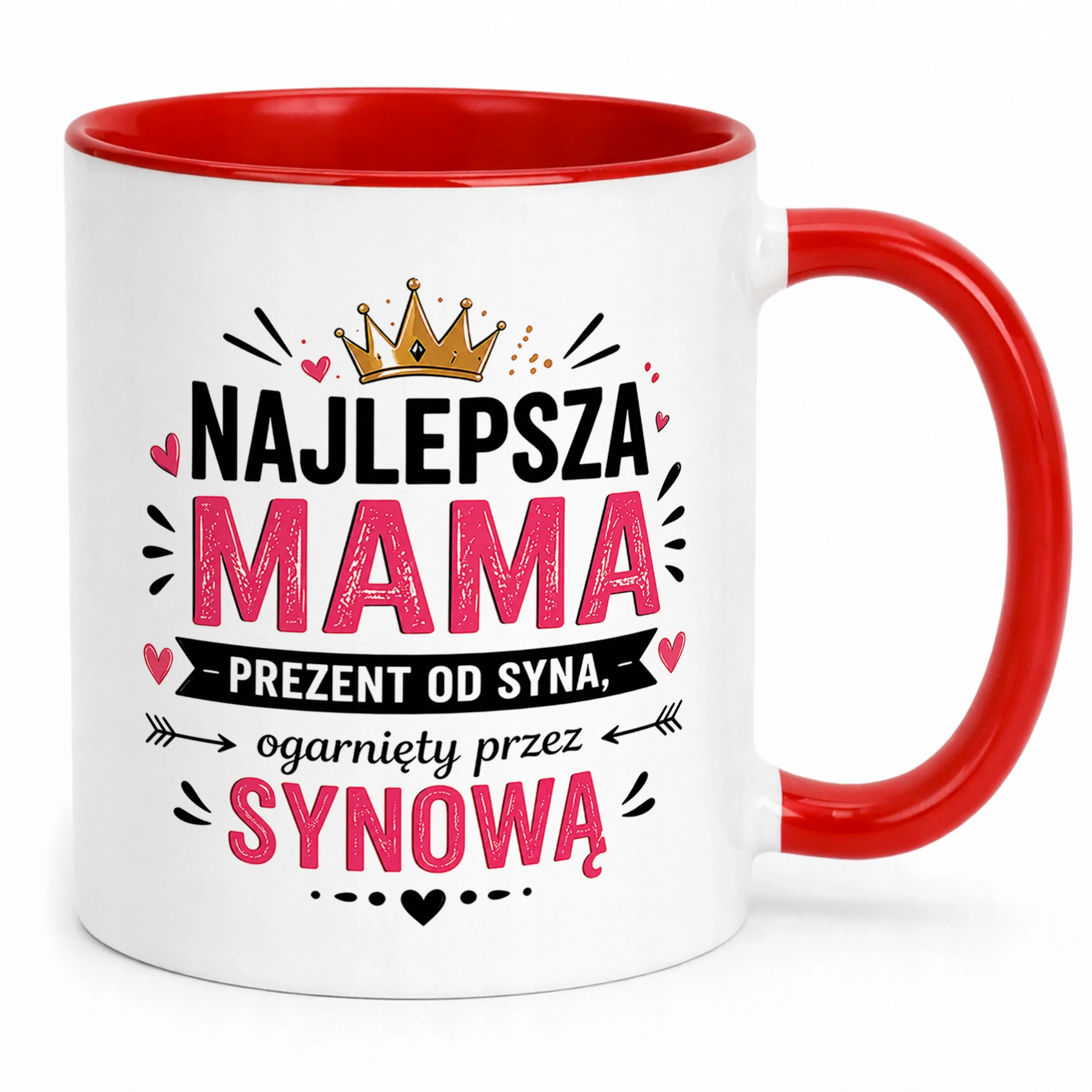 Kubek dla mamy czerwony prezent na Dzień Matki miły upominek dla mamy