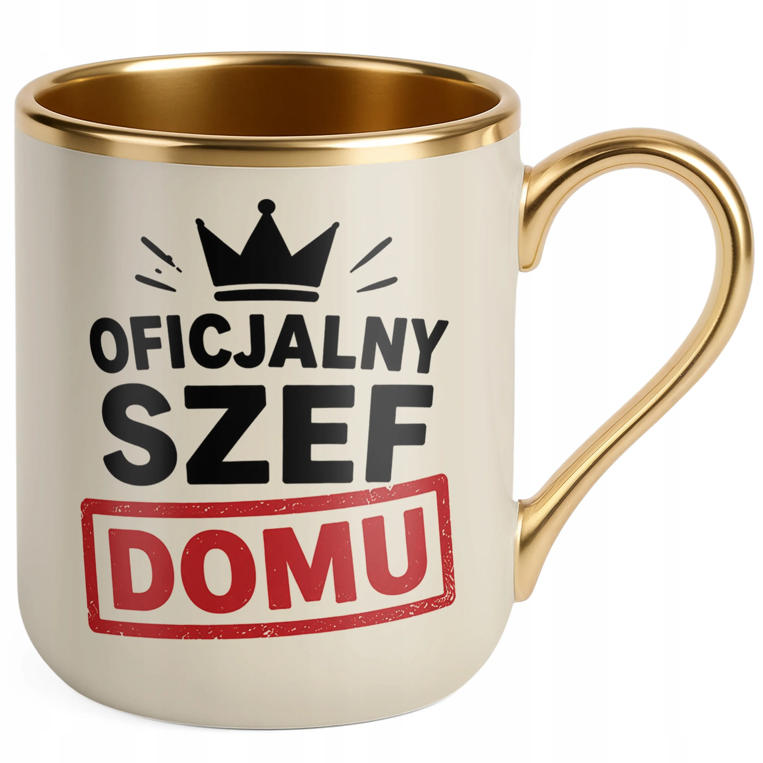 Kubek Premium Złoty Ecru upominek na Dzień Ojca prezent dla taty