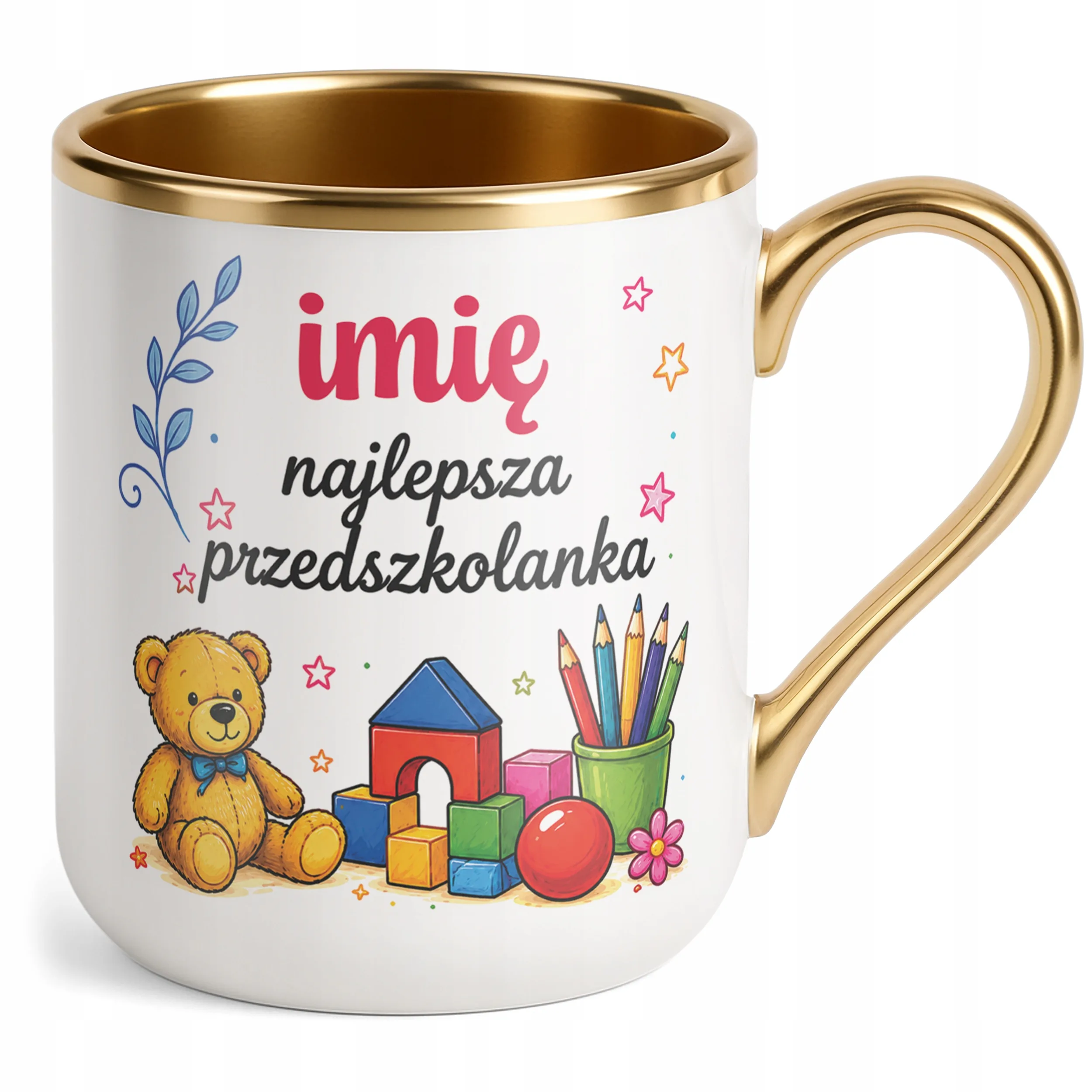Kubek Premium Złoty z Imieniem Dzień Nauczyciela Dla Przedszkolanki