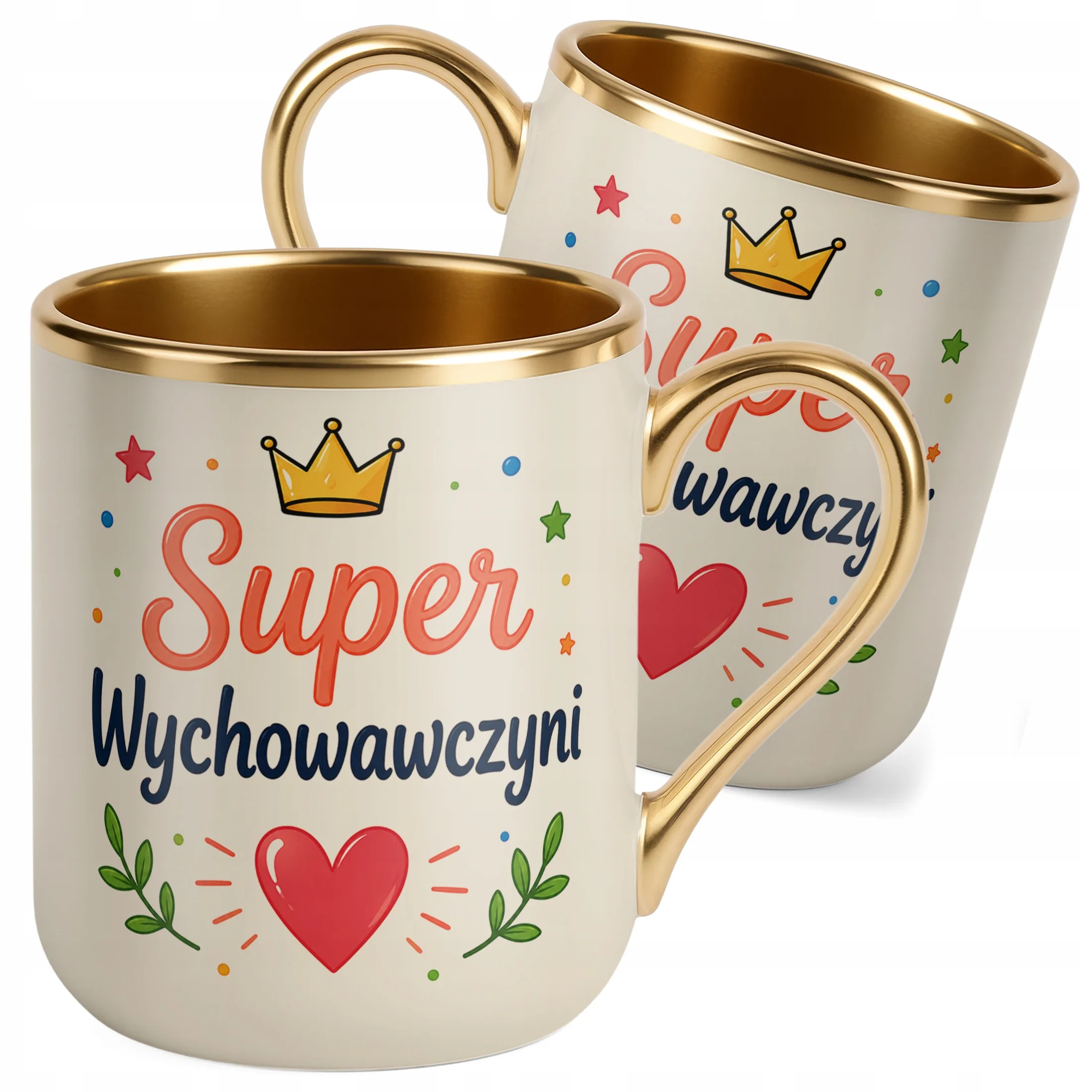 Kubek Premium Złoty Ecru Dzień Nauczyciela Dla Wychowawcy Prezent Upominek