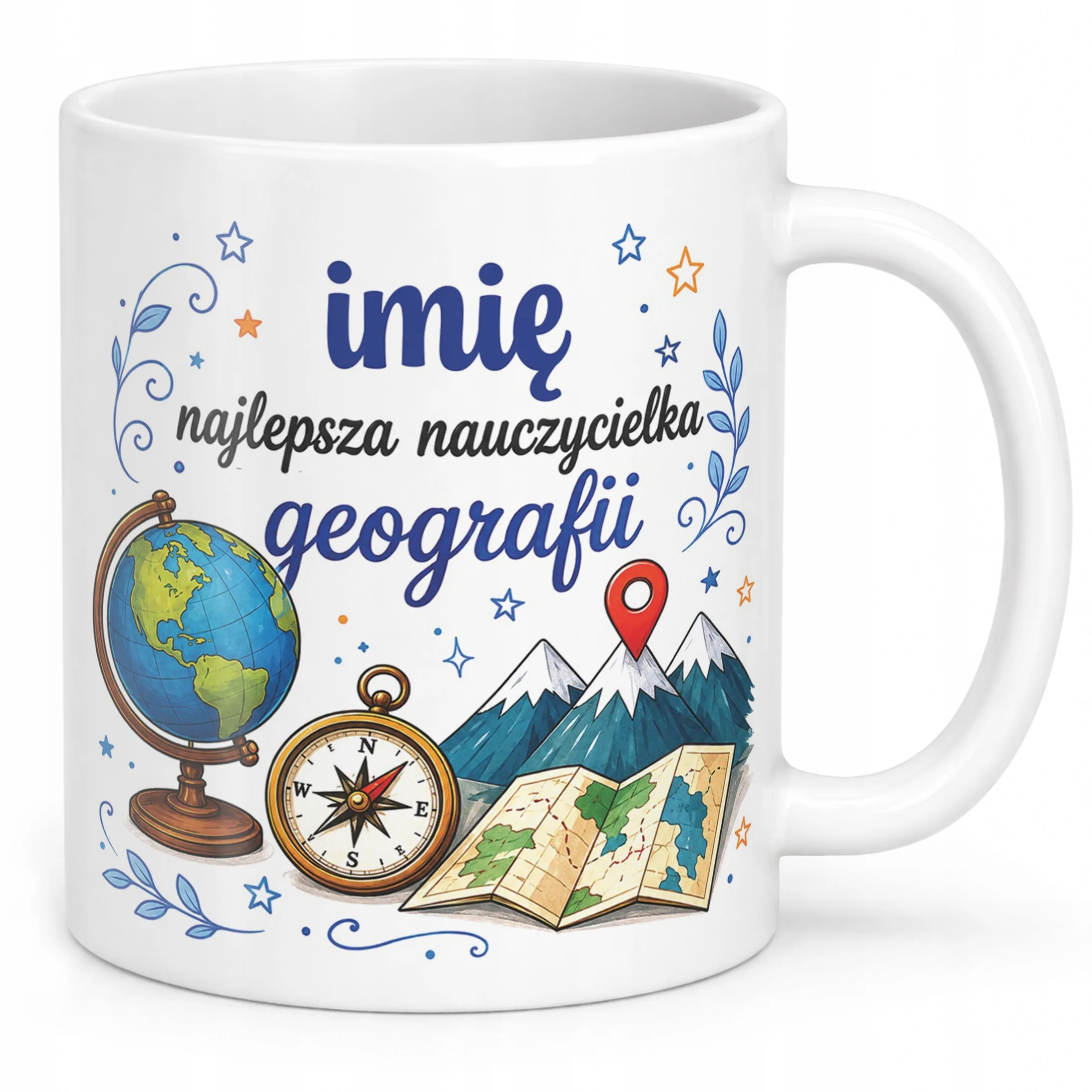 Kubek z Imieniem Dzień Nauczyciela Zakończenie Roku Geografia Prezent