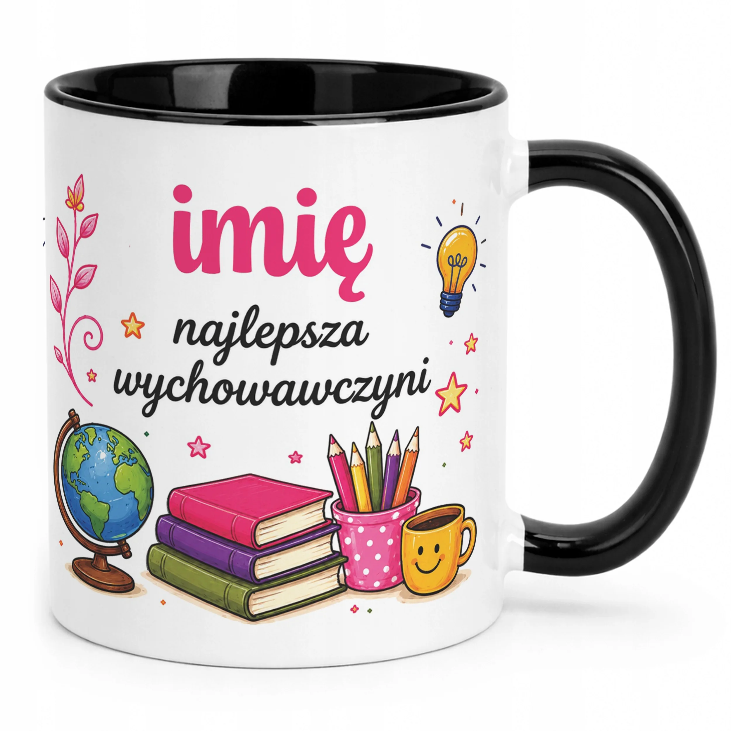 Kubek Czarny z Imieniem Dzień Nauczyciela Dla Wychowawczyni