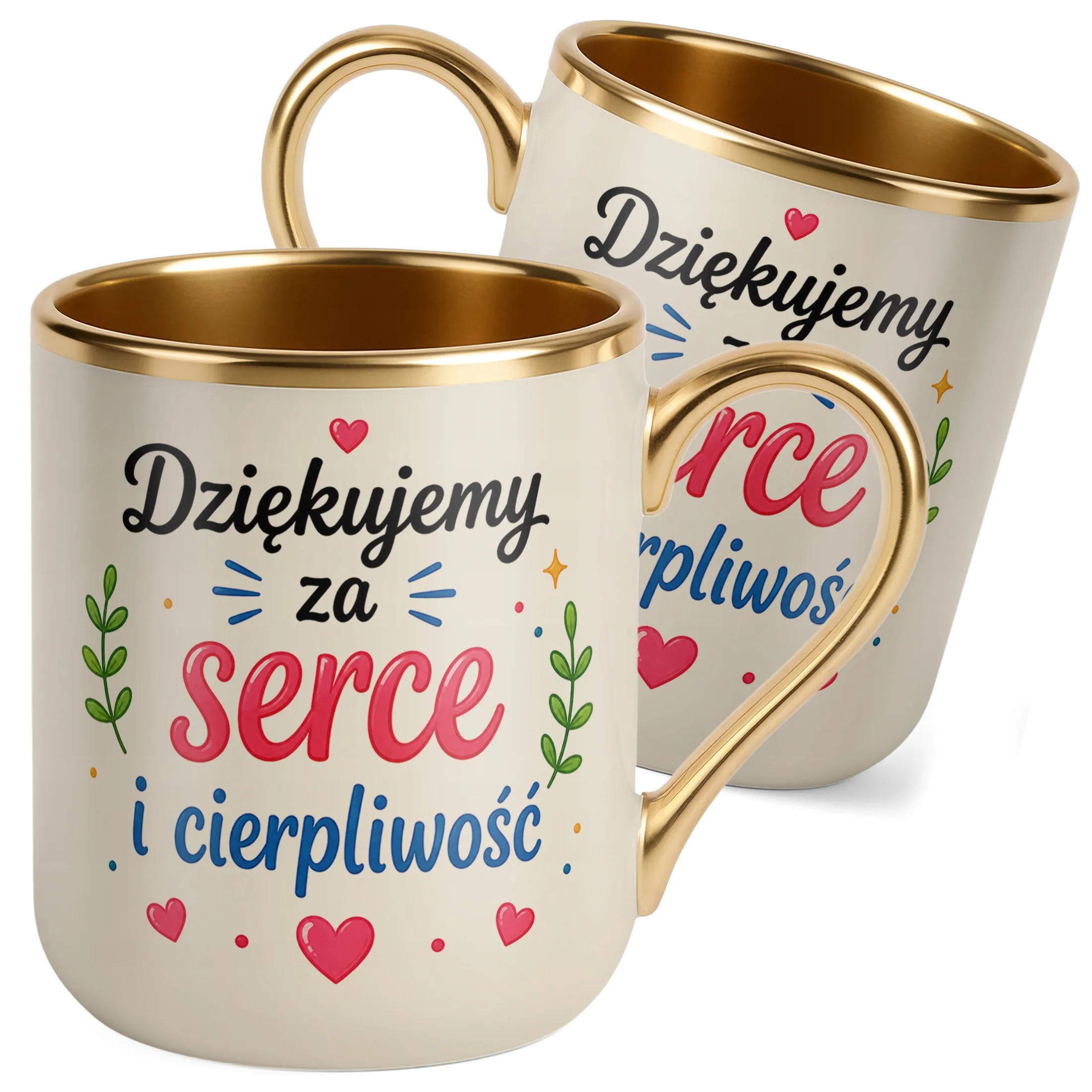 Kubek Premium Złoty Ecru Dzień Nauczyciela Prezent Upominek Szkoła