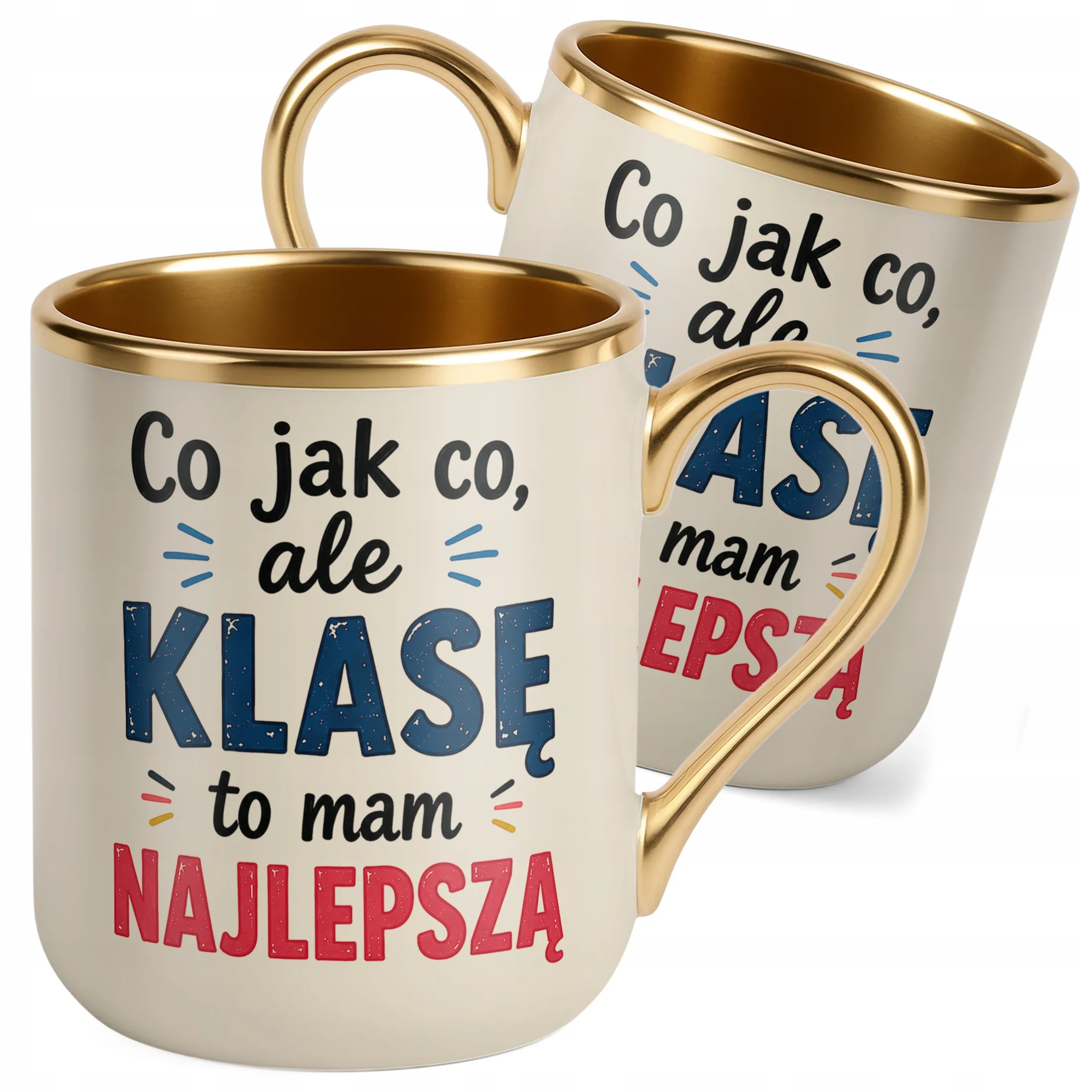 Kubek Premium Złoty Ecru Dzień Nauczyciela Dla Wychowawcy Prezent Upominek.