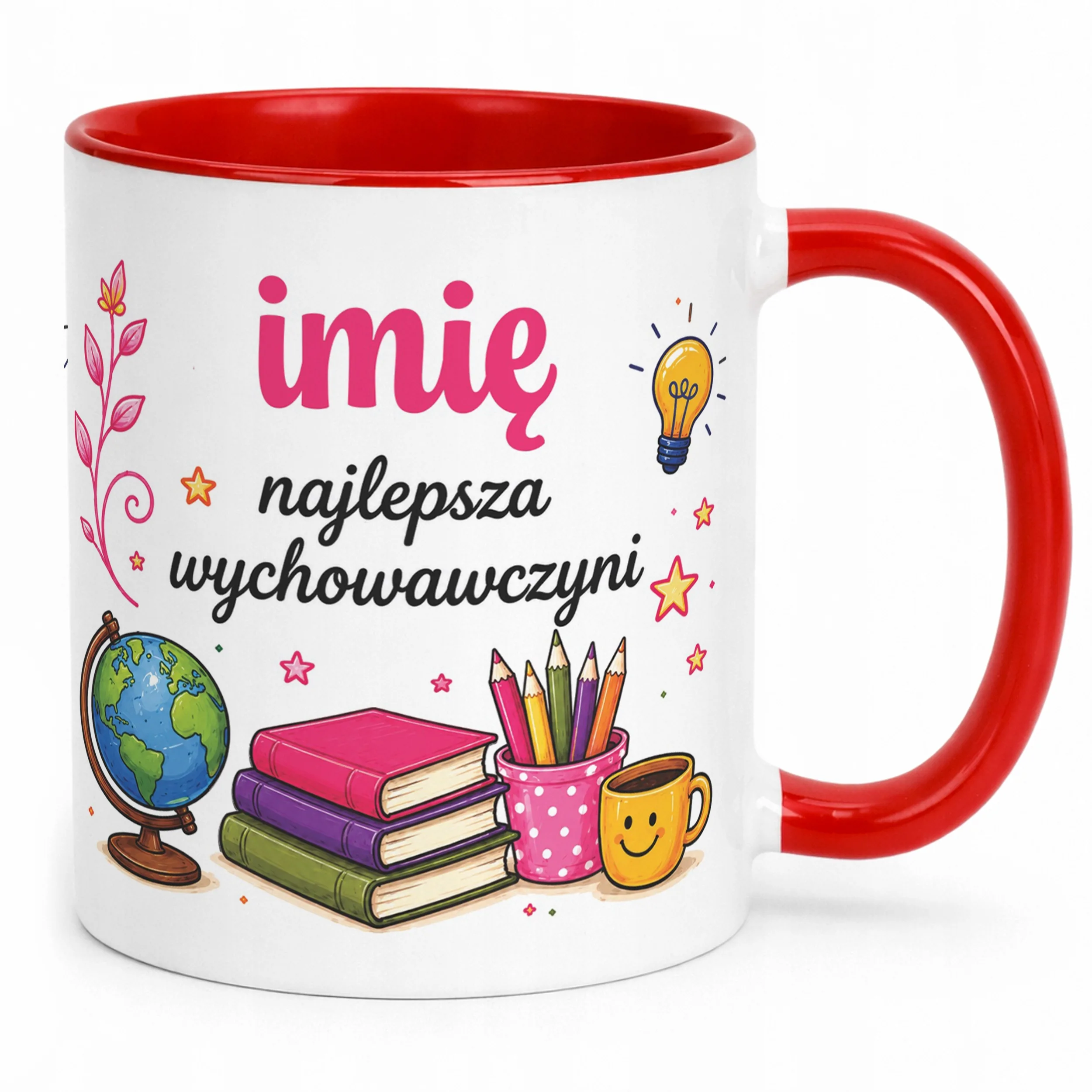 Kubek Czerwony z Imieniem Dzień Nauczyciela Dla Wychowawczyni
