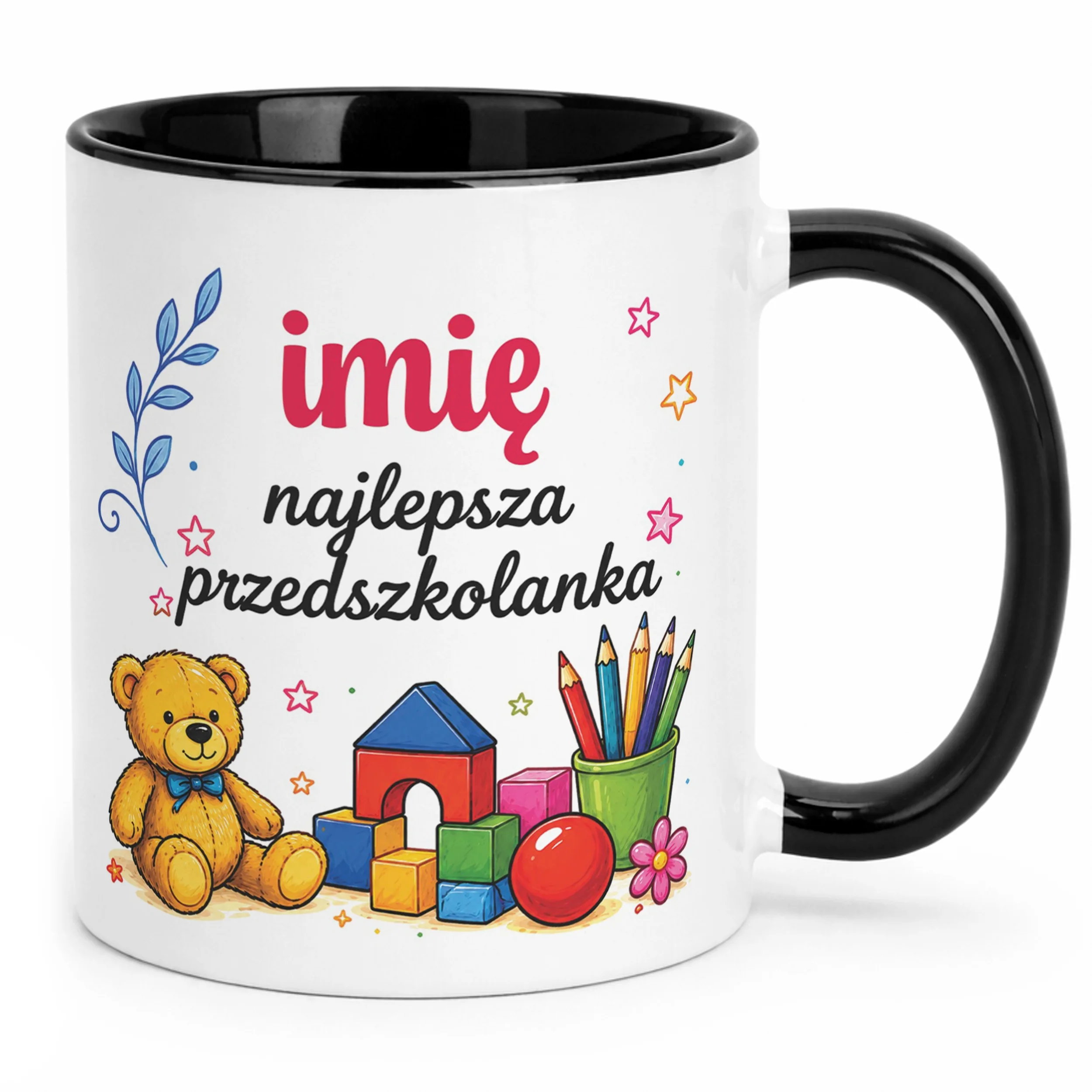 Kubek Czarny z Imieniem Dzień Nauczyciela Dla Przedszkolanki