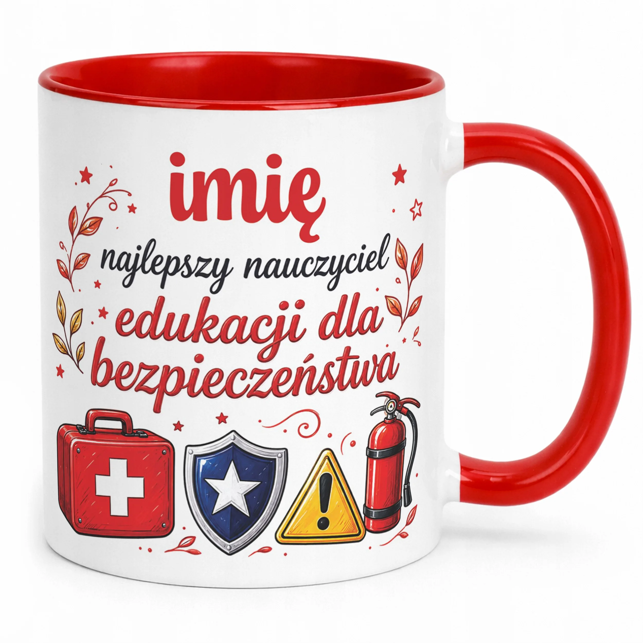 Kubek Czerwony z Imieniem Dzień Nauczyciela EDB Prezent
