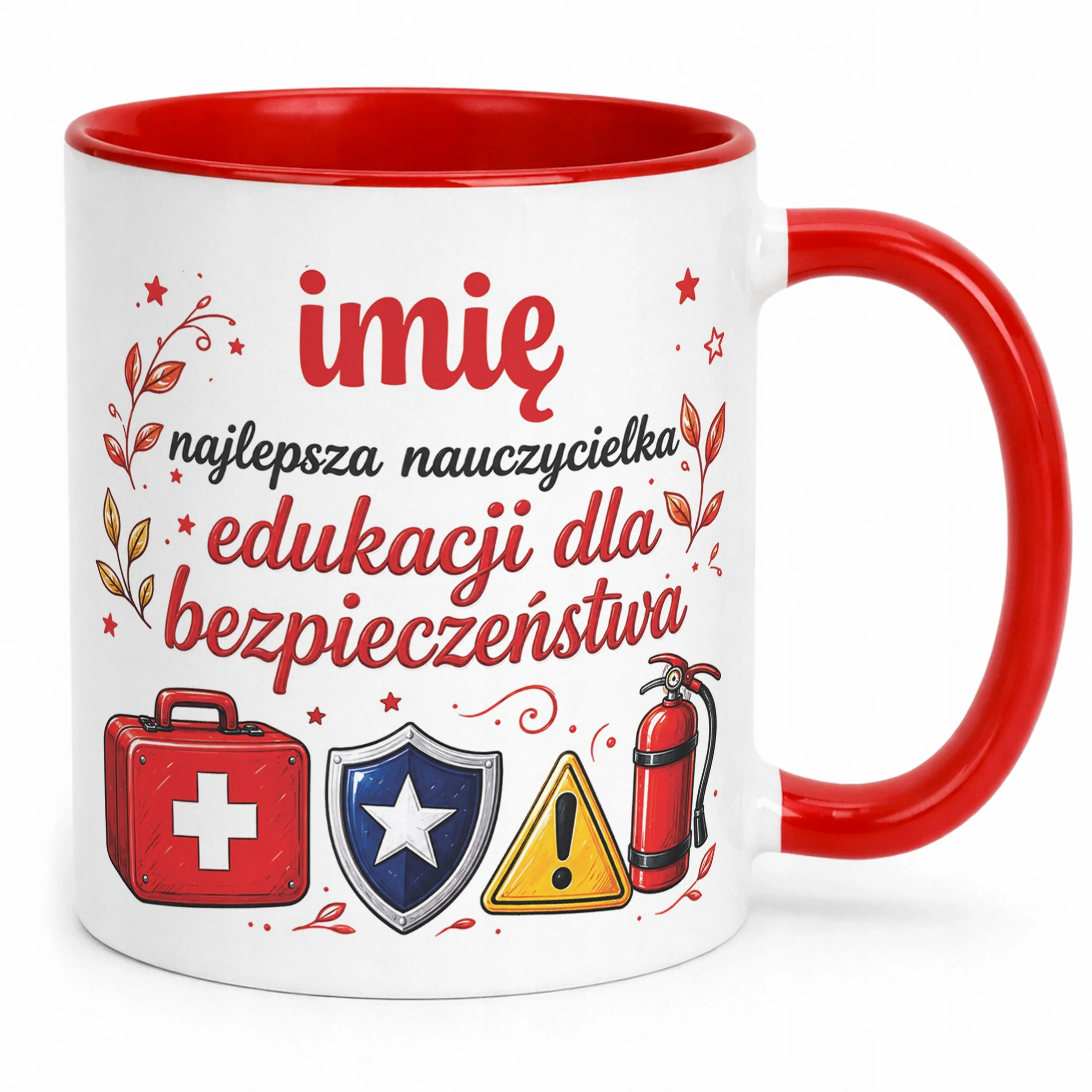 Kubek Czerwony z Imieniem Dzień Nauczyciela EDB Prezent