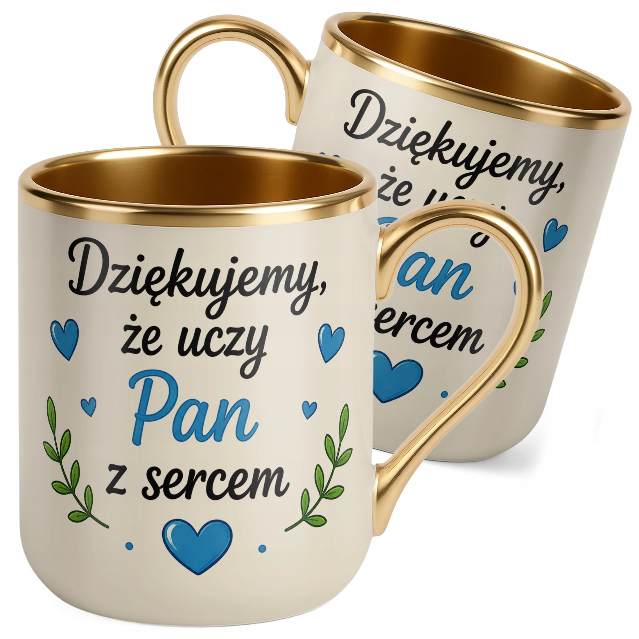 Kubek Premium Złoty Ecru Dzień Nauczyciela Dla Nauczyciela Prezent Upominek