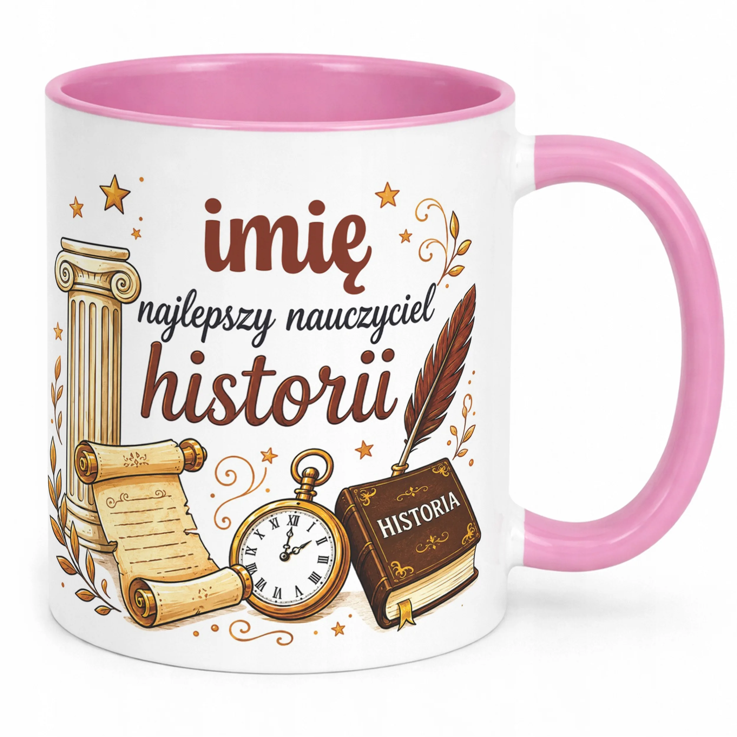 Kubek Różowy z Imieniem Dzień Nauczyciela Historia Prezent