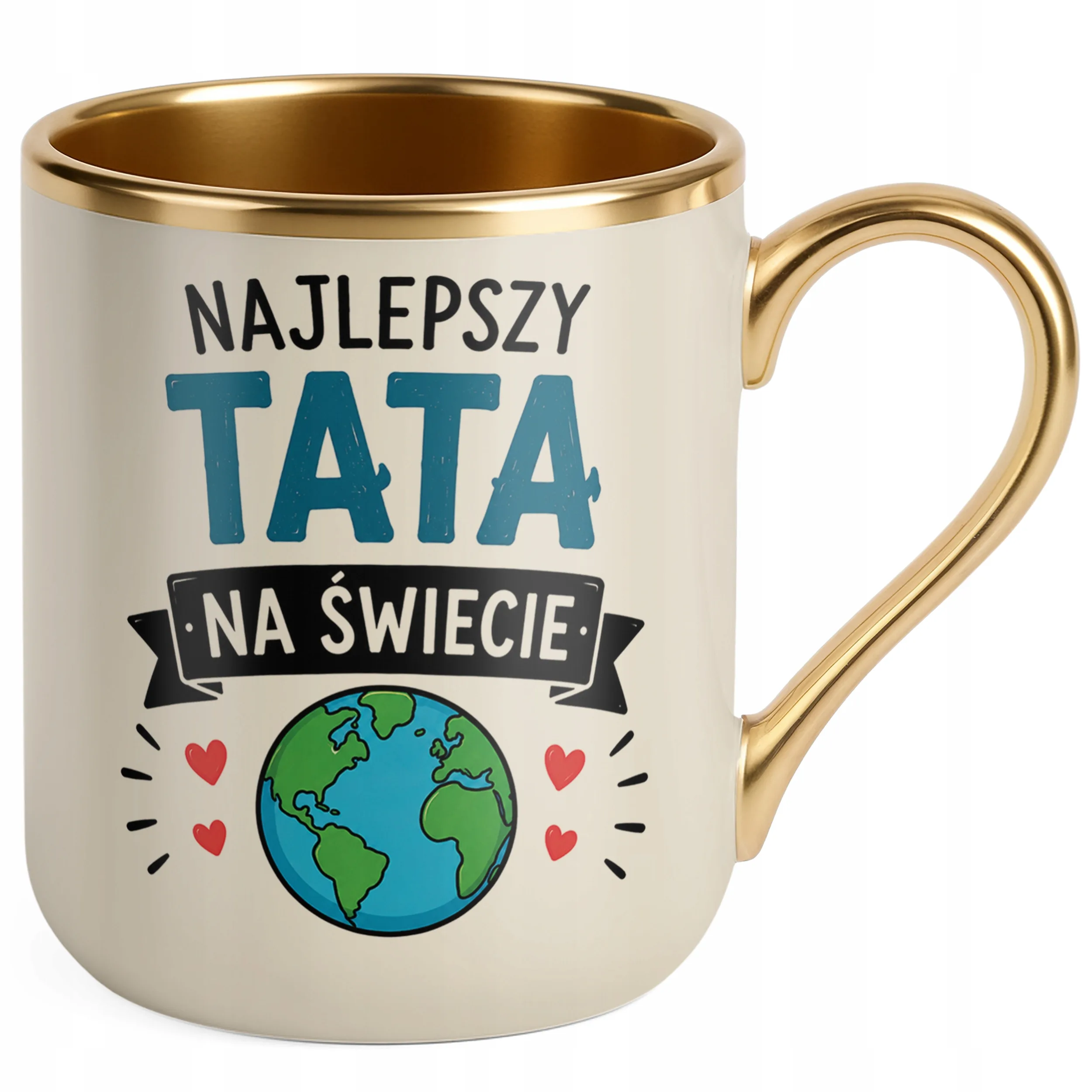 Kubek Premium Złoty Ecru prezent dla taty Dzień Ojca miły upominek