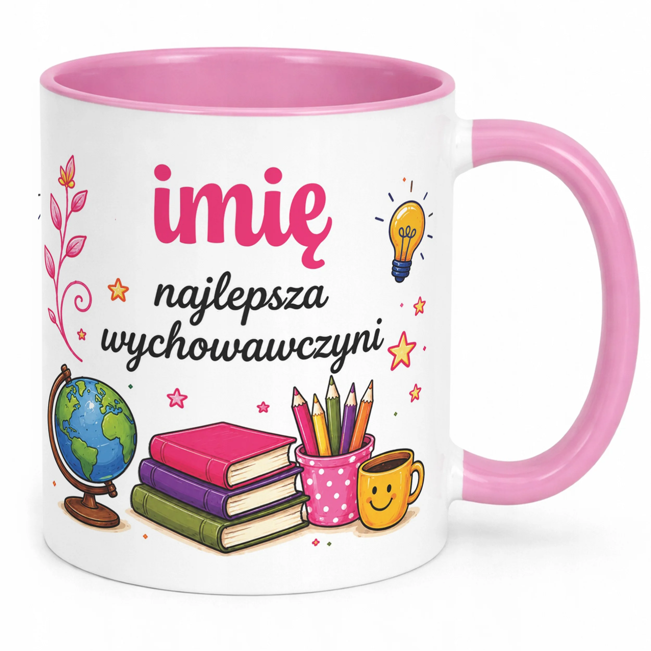 Kubek Różowy z Imieniem Dzień Nauczyciela Dla Wychowawczyni