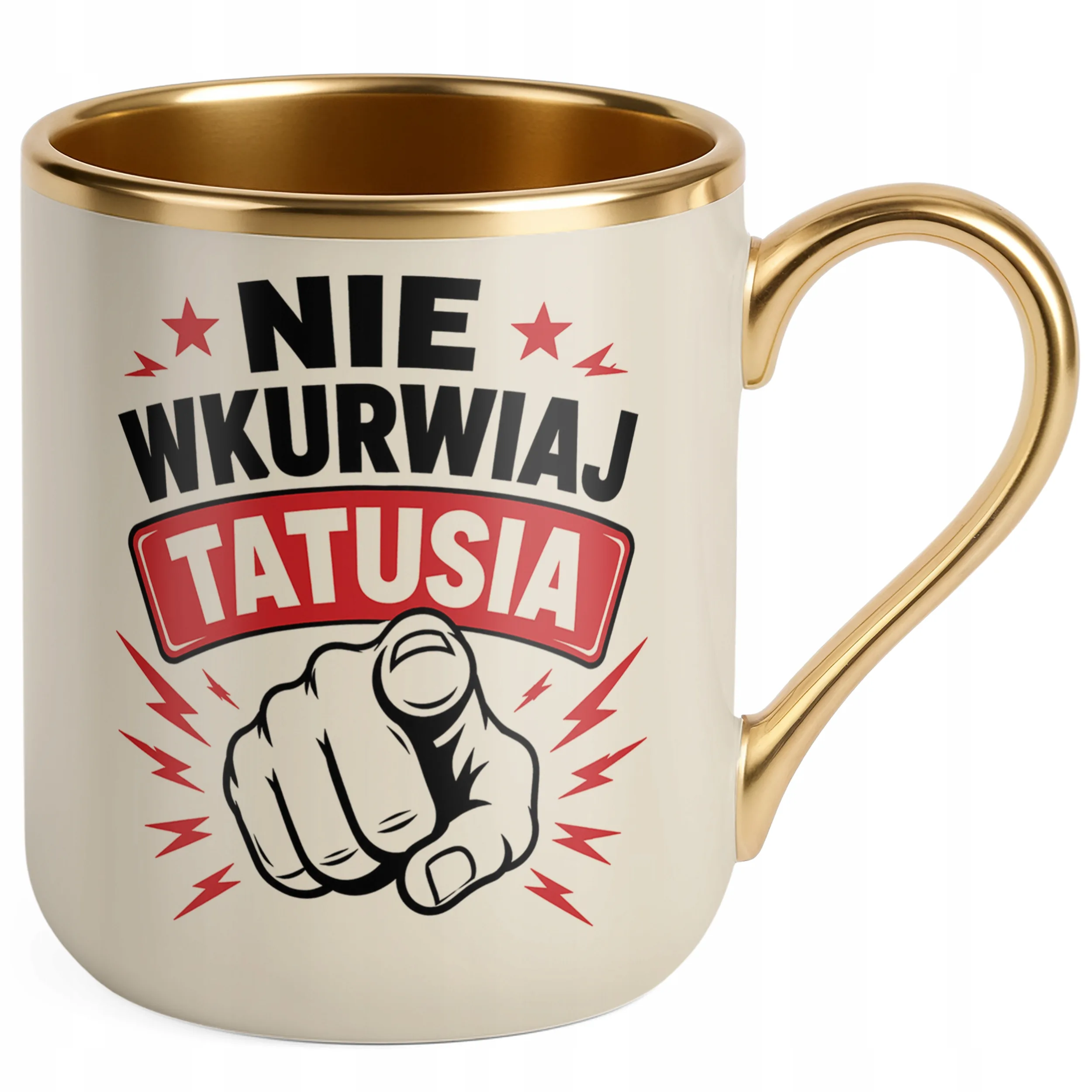 Kubek Premium Złoty Ecru prezent dla tatusia na Dzień Ojca upominek