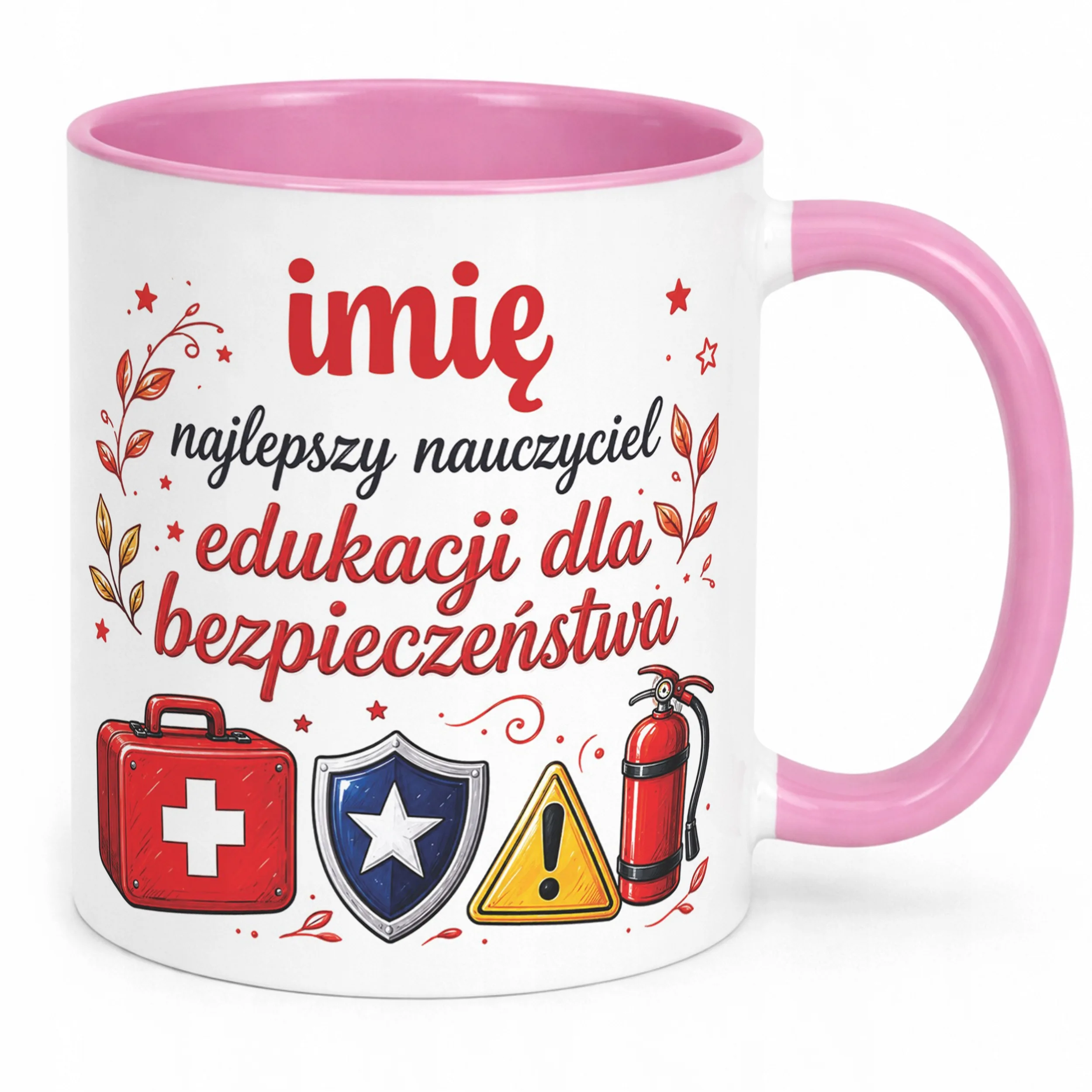 Kubek Różowy z Imieniem Dzień Nauczyciela EDB Prezent