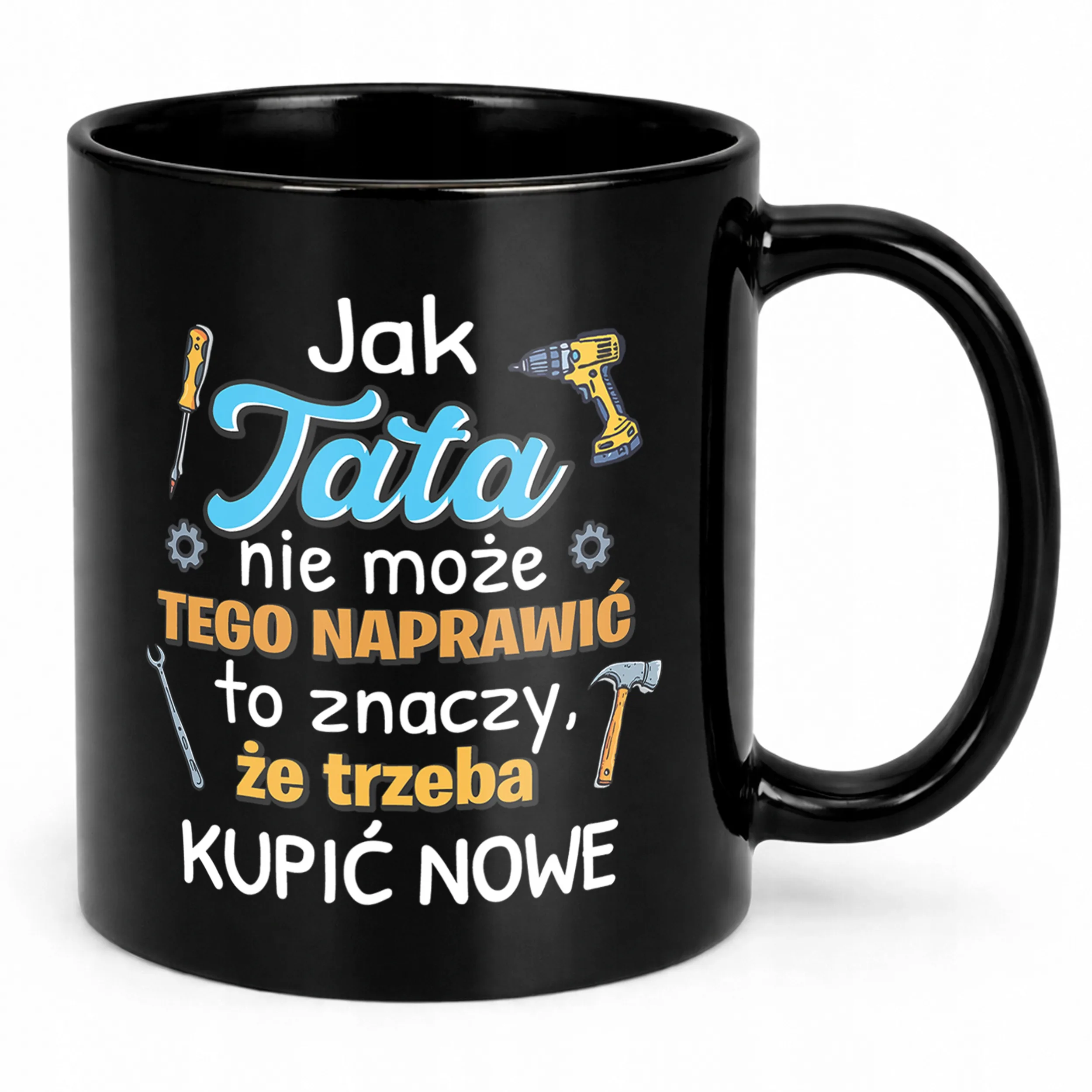 Kubek czarny prezent dla tatusia na Dzień Ojca praktyczny upominek dla taty