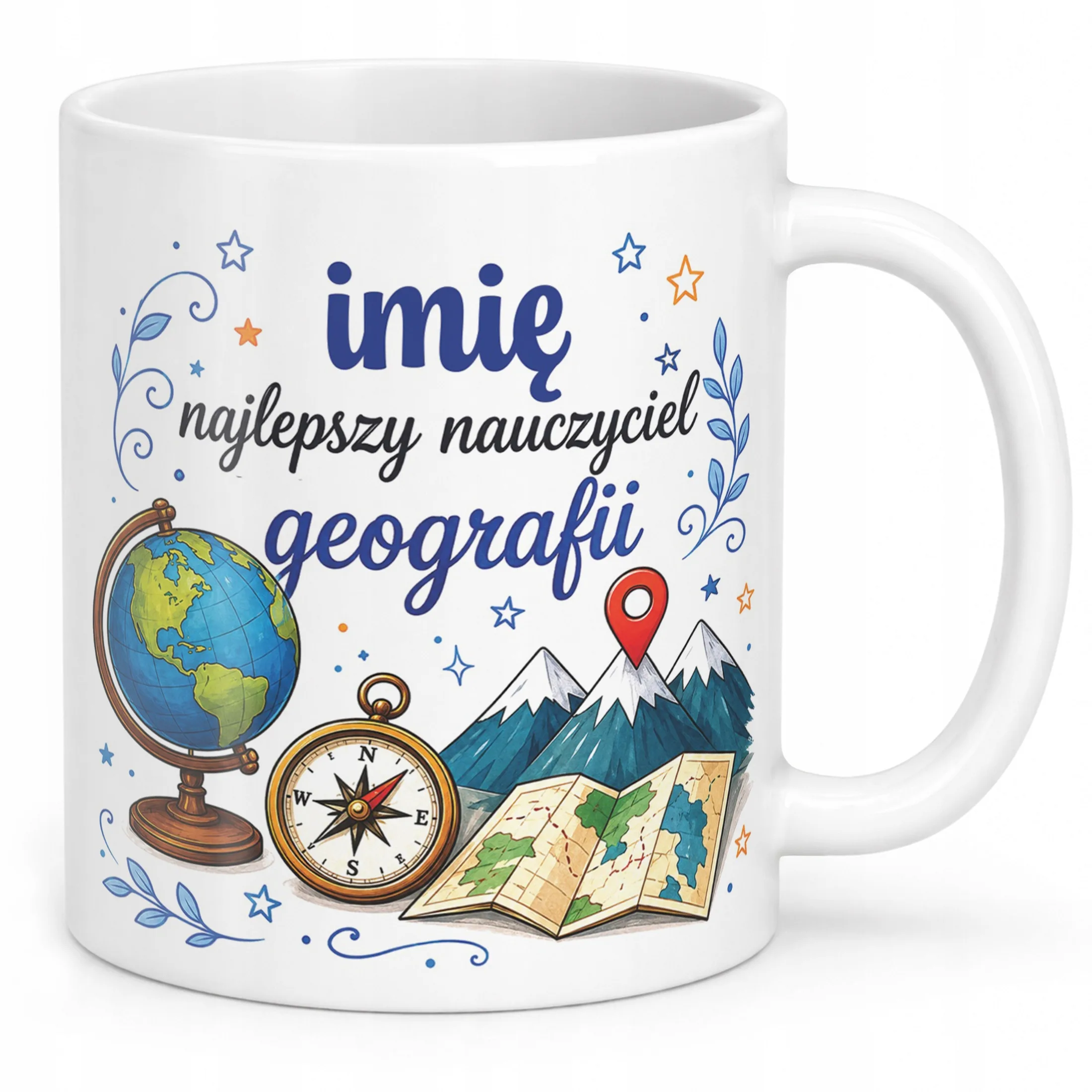 Kubek z Imieniem Dzień Nauczyciela Zakończenie Roku Geografia Prezent