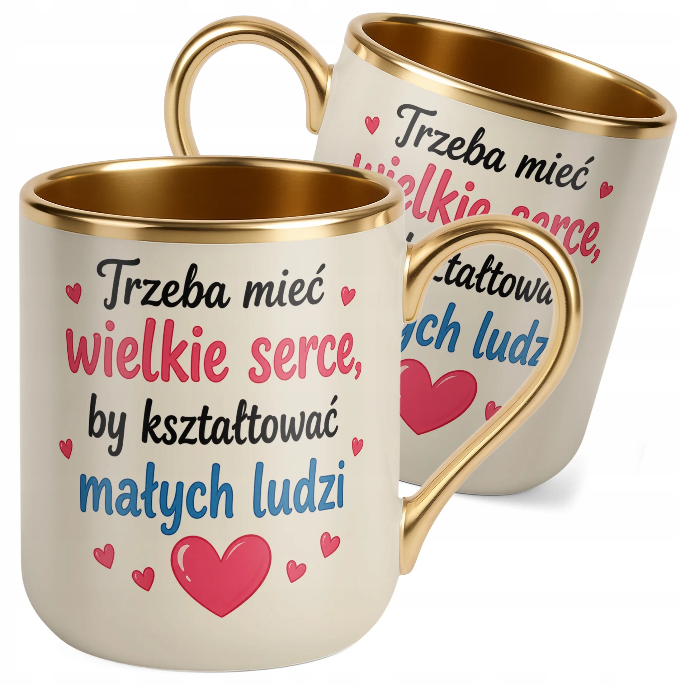 Kubek Premium Złoty Ecru Dzień Nauczyciela Prezent Upominek Szkoła