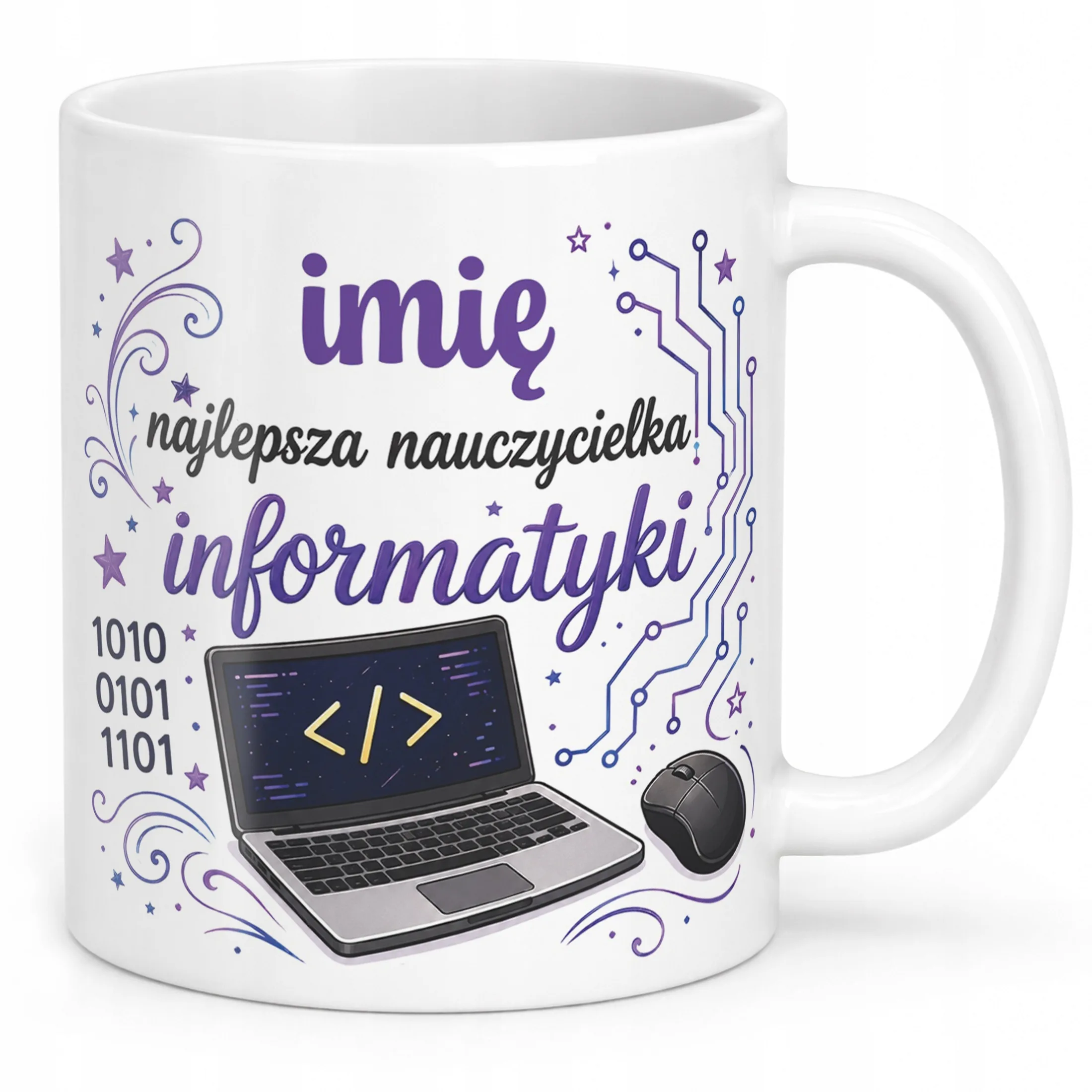 Kubek z Imieniem Dzień Nauczyciela Zakończenie Roku Informatyka Prezent